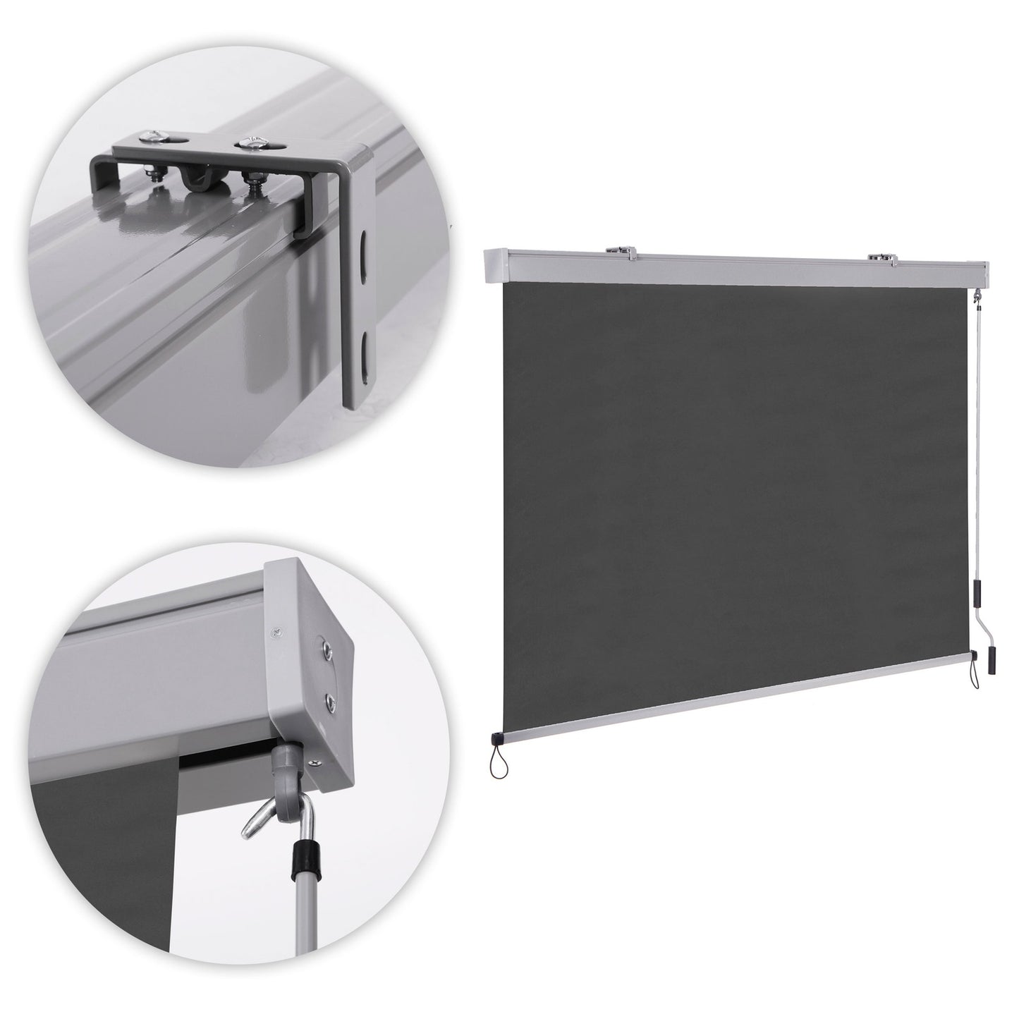 Vertical roll-up awning with crank, balcony, terrace, gazebo, beige, MultiGarden