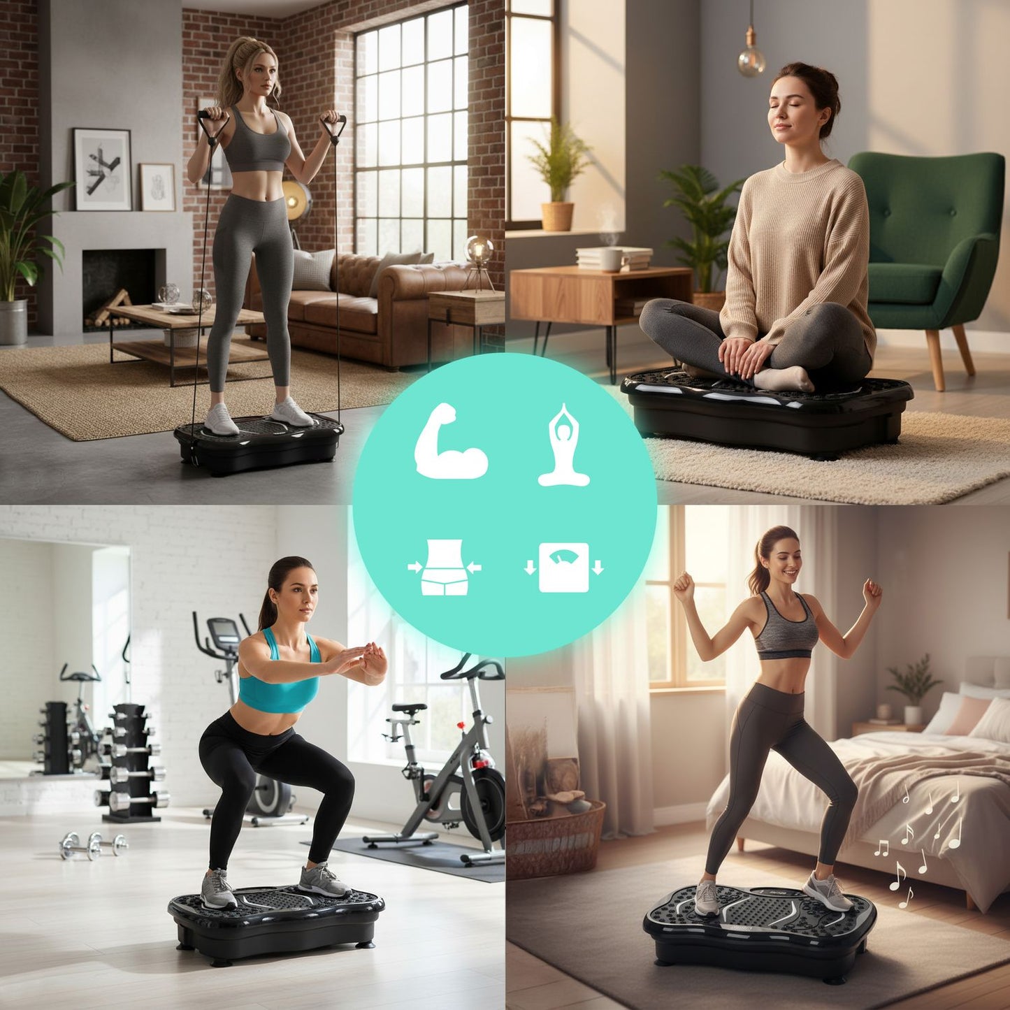 Vibration Platform Massager with Remote & Bands, 100 Speeds