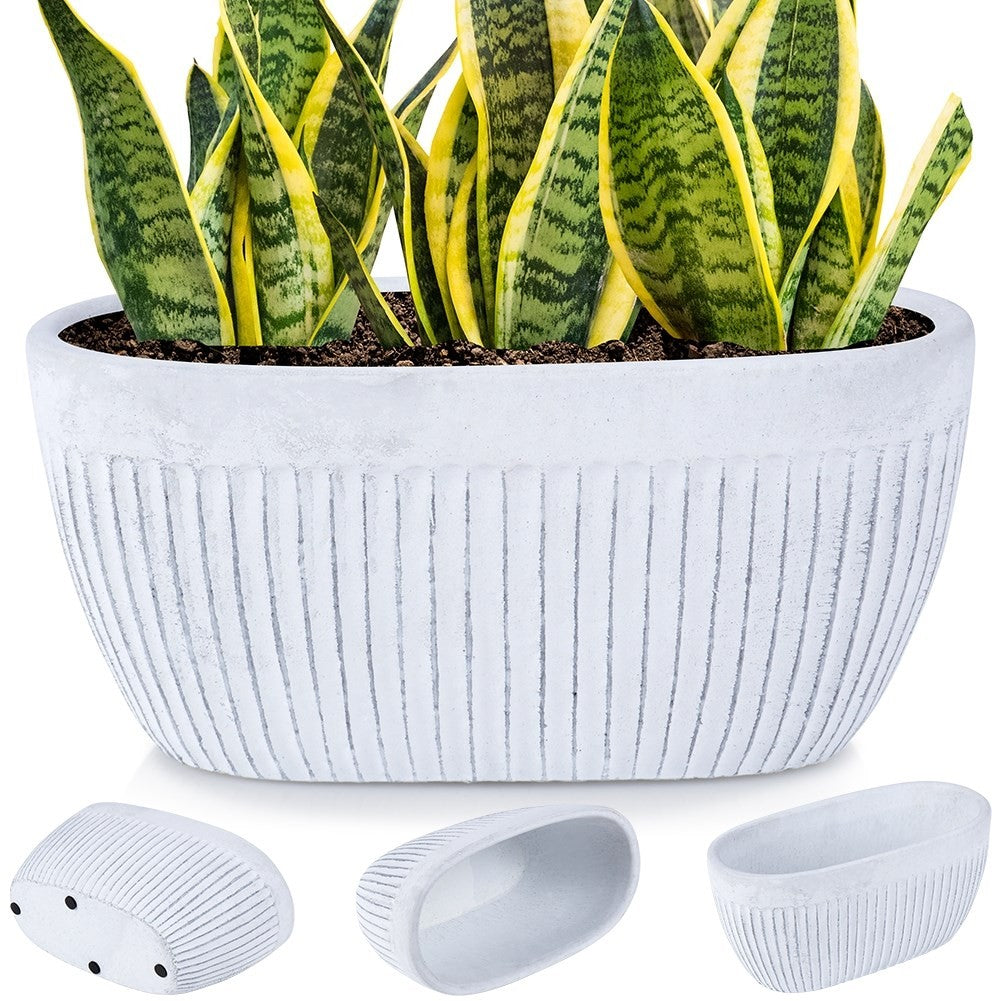 Vintage Flower Pot in White Ceramic with Non-Slip Felt Pads