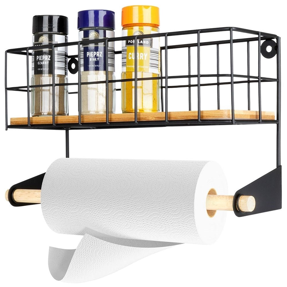 Vintage kitchen shelf with paper towel holder and storage