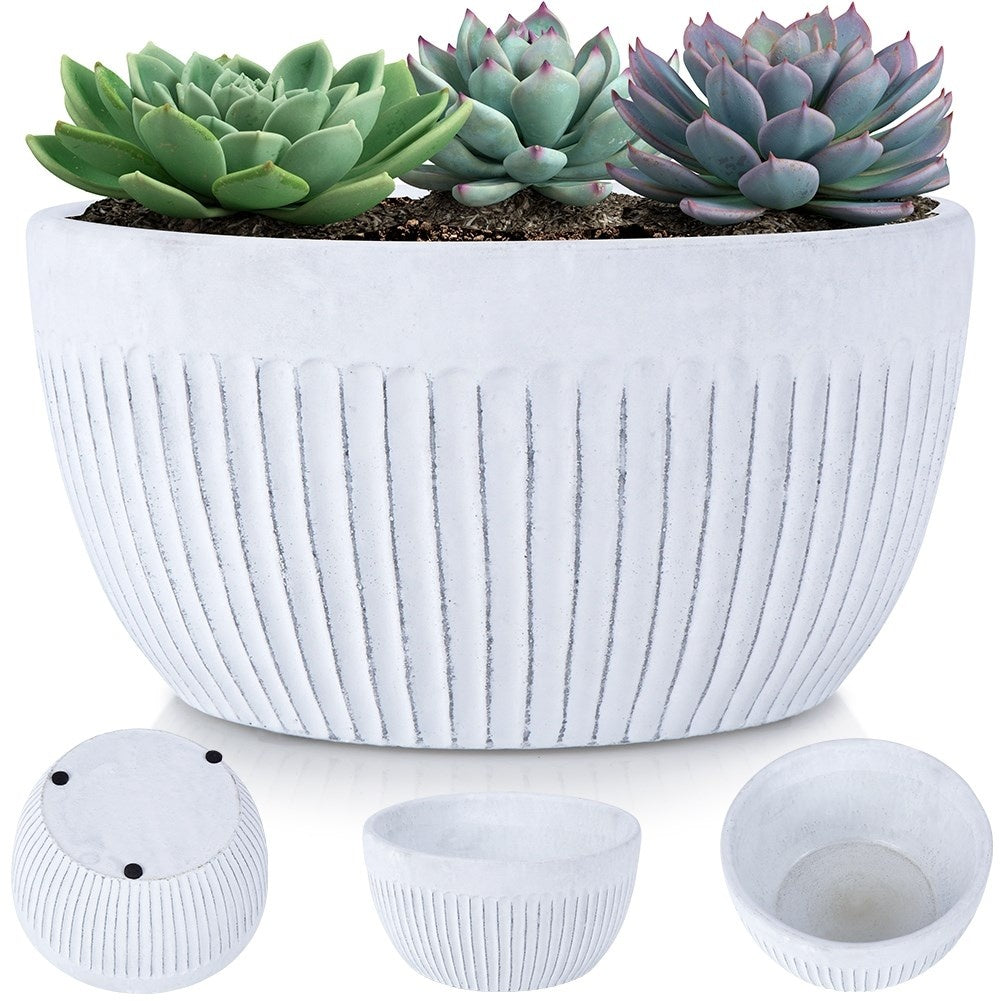 Vintage white ceramic flower pot with worn effects