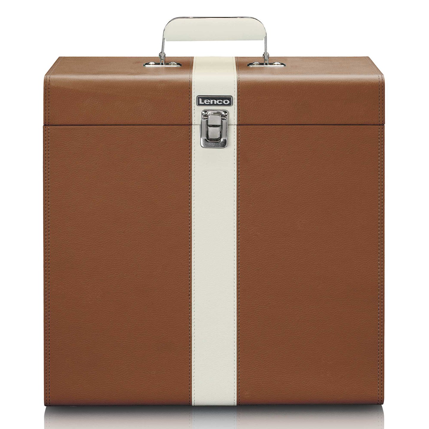 Vinyl Record Storage Case, Faux Leather, Holds 30 LPs