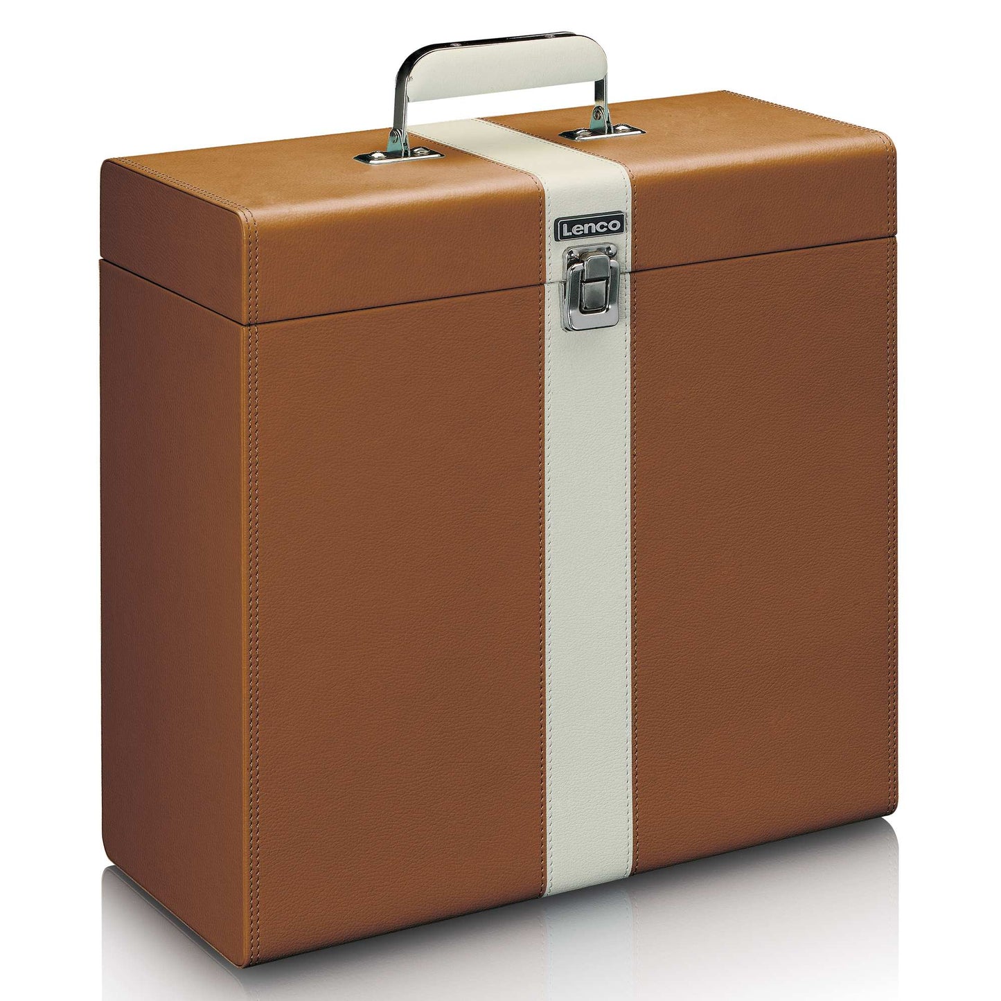 Vinyl Record Storage Case, Faux Leather, Holds 30 LPs