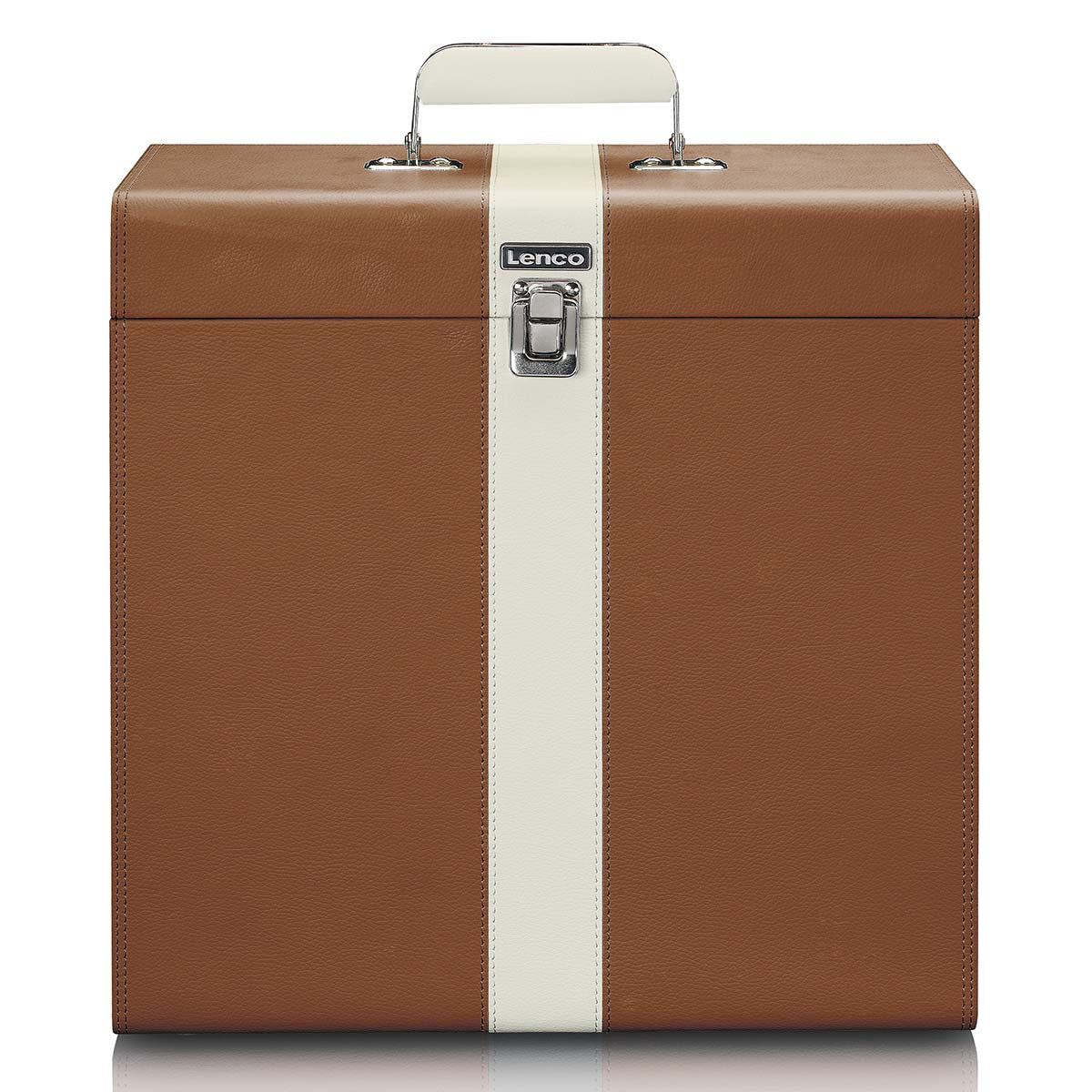 Vinyl Record Storage Case, Faux Leather, Holds 30 LPs