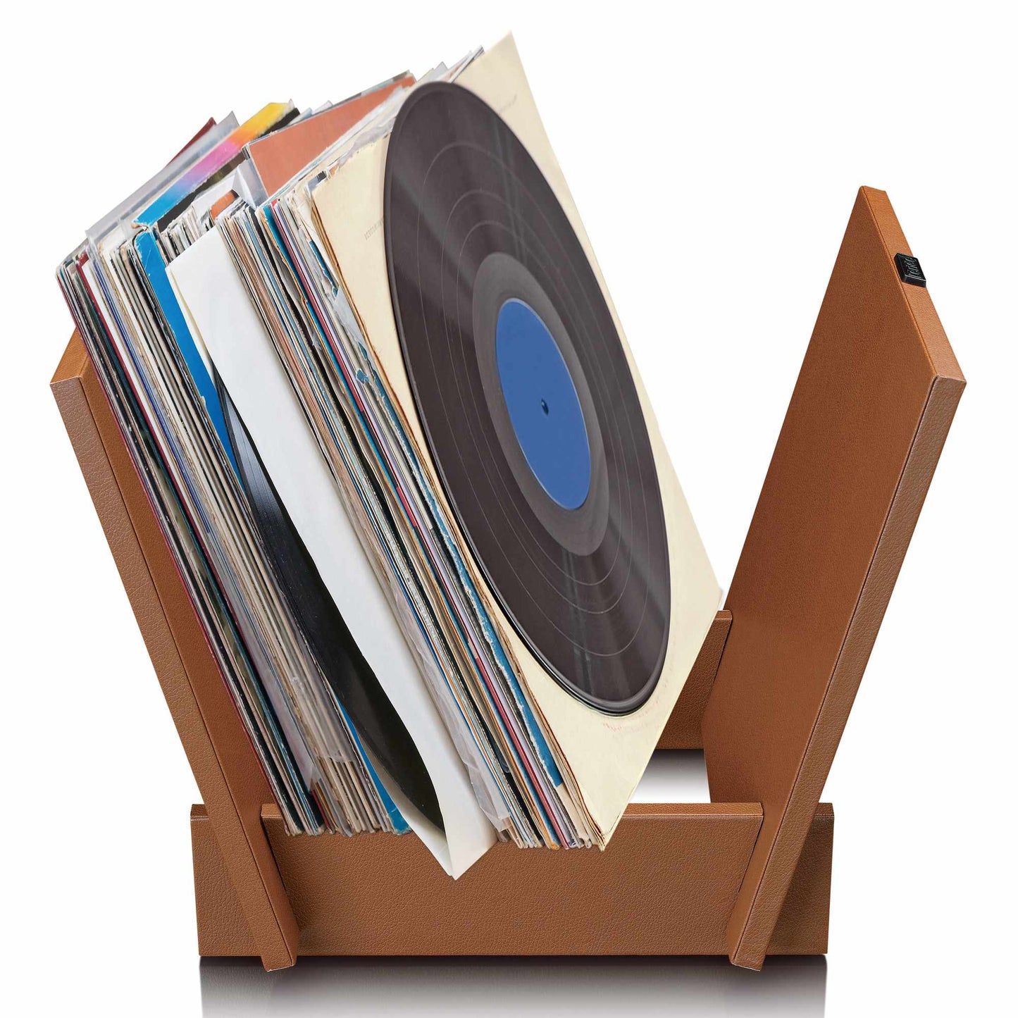 Vinyl Record Storage Organizer, Holds 40 LPs, Brown