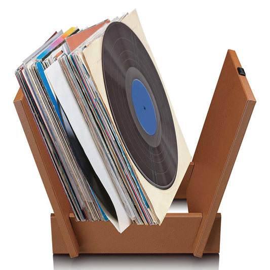 Vinyl Record Storage Organizer, Holds 40 LPs, Brown