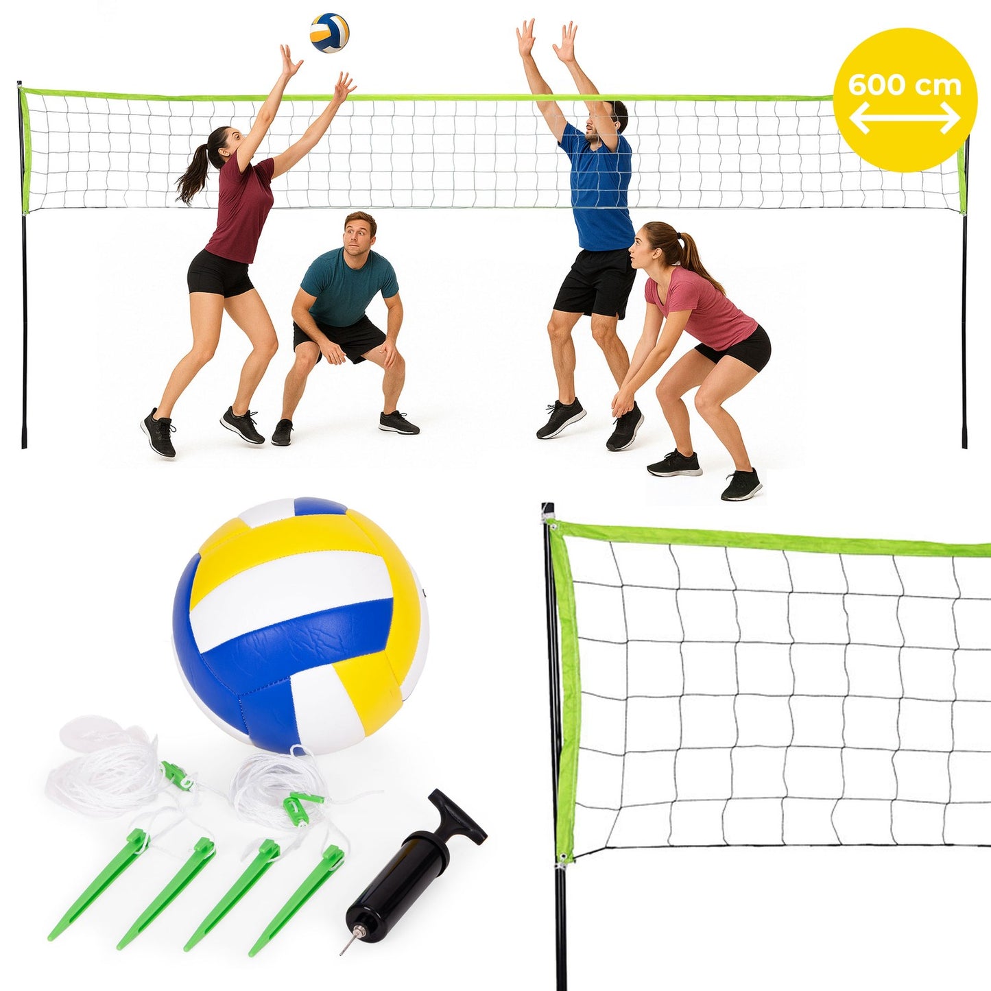 Volleyball and Badminton Net 600x240 cm Foldable and Durable MultiGarden