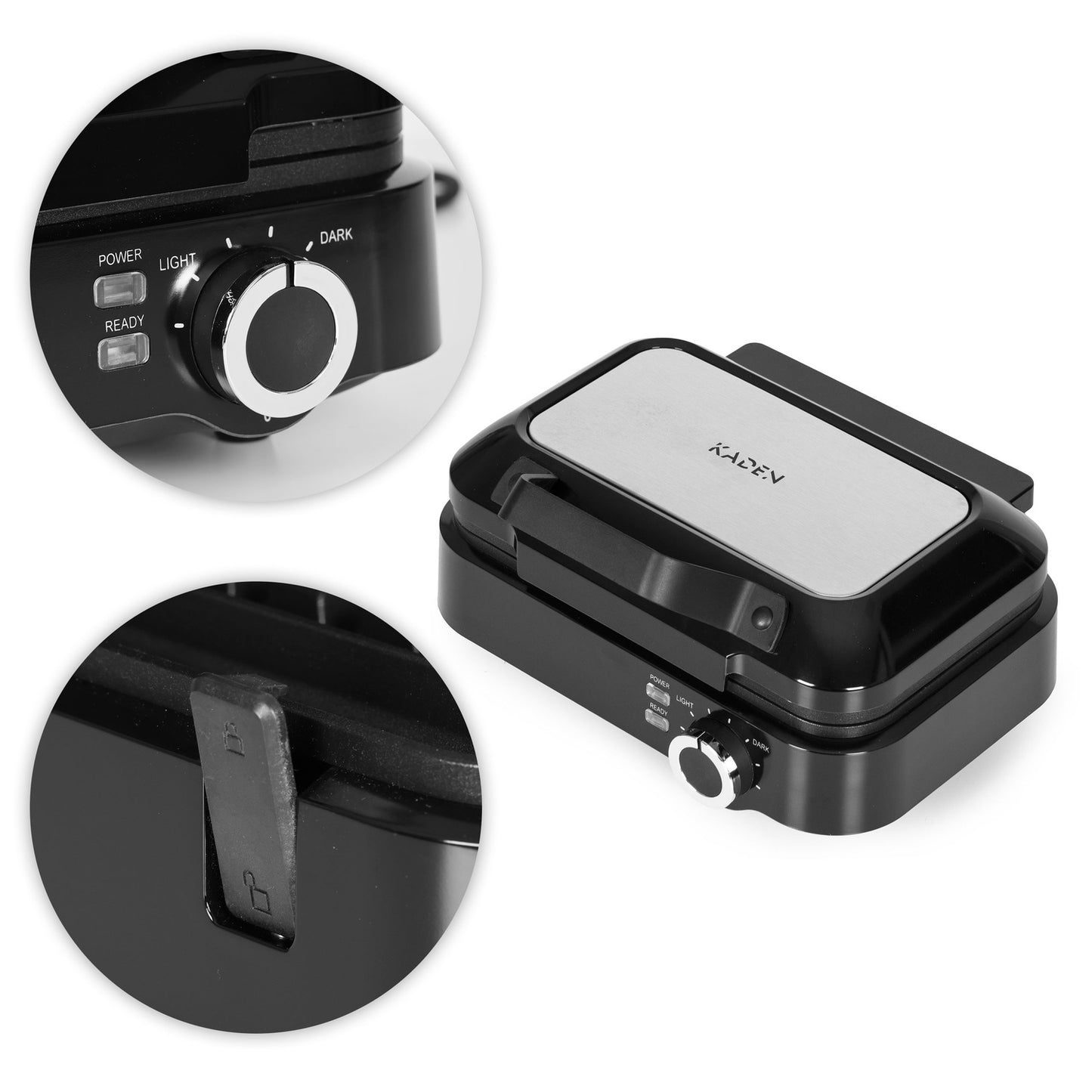 Waffle Maker 1200W, Non-Stick, Temp Control