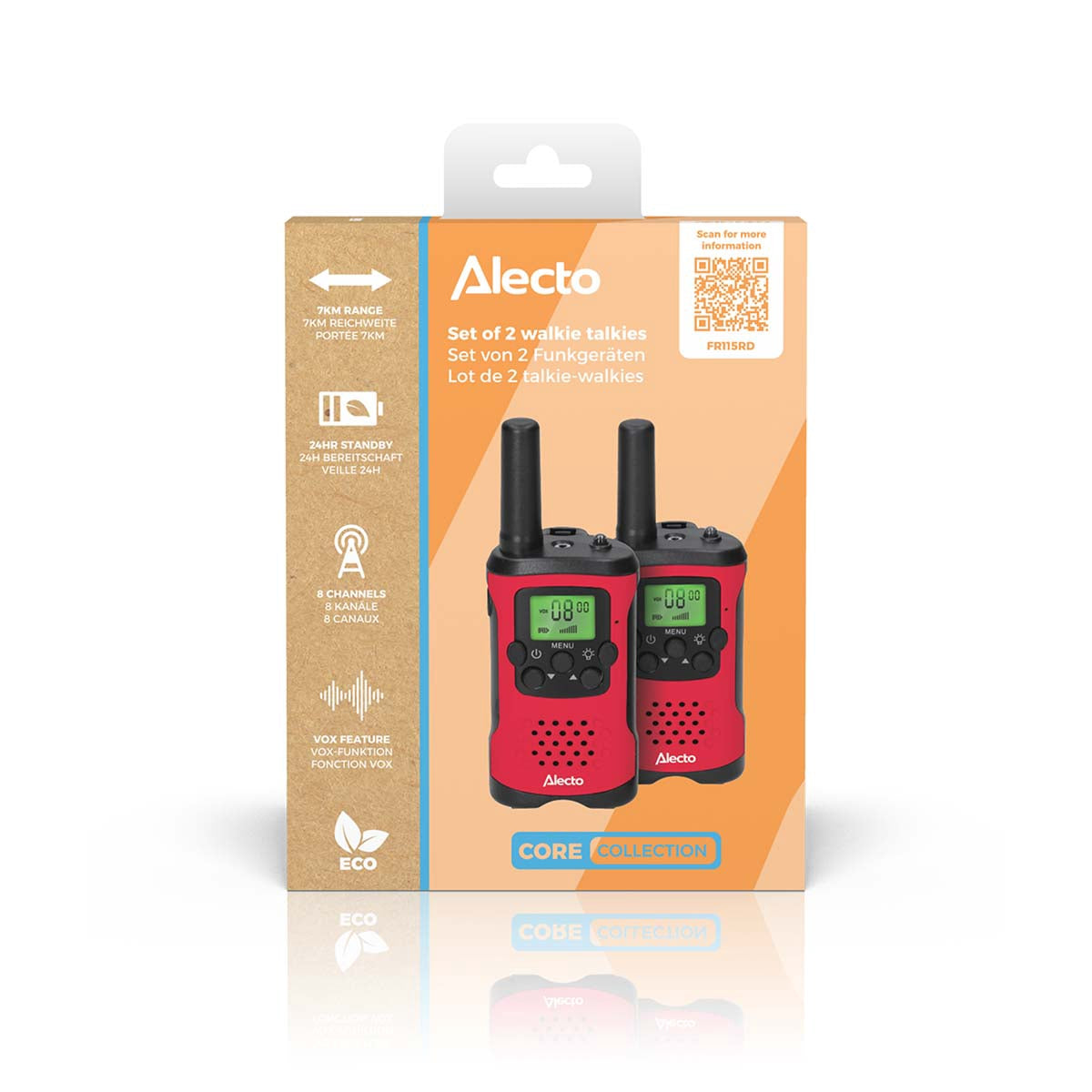 Walkie Talkie Set, 2 Handsets, 7 km Range, 24h Standby