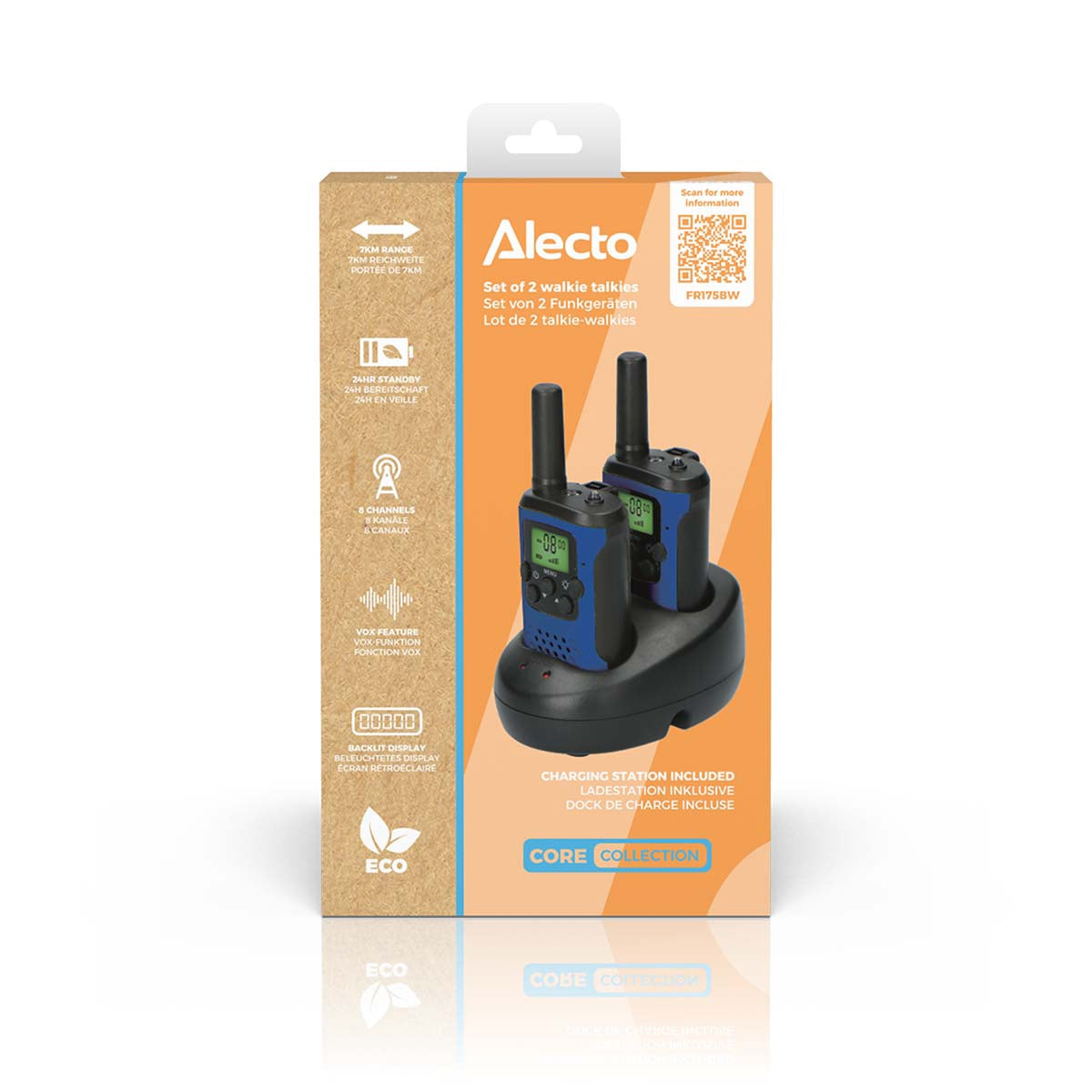 Walkie-Talkie Set, 2 Handsets, 7 km Range, 8 Channels