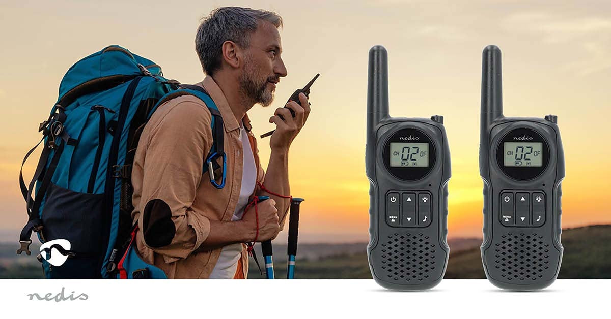 Walkie-Talkie Set | 2 Handsets | Up to 10 km | Frequency channels: 8 | PTT / VOX | up to 3 Hours | Headphone output | Black