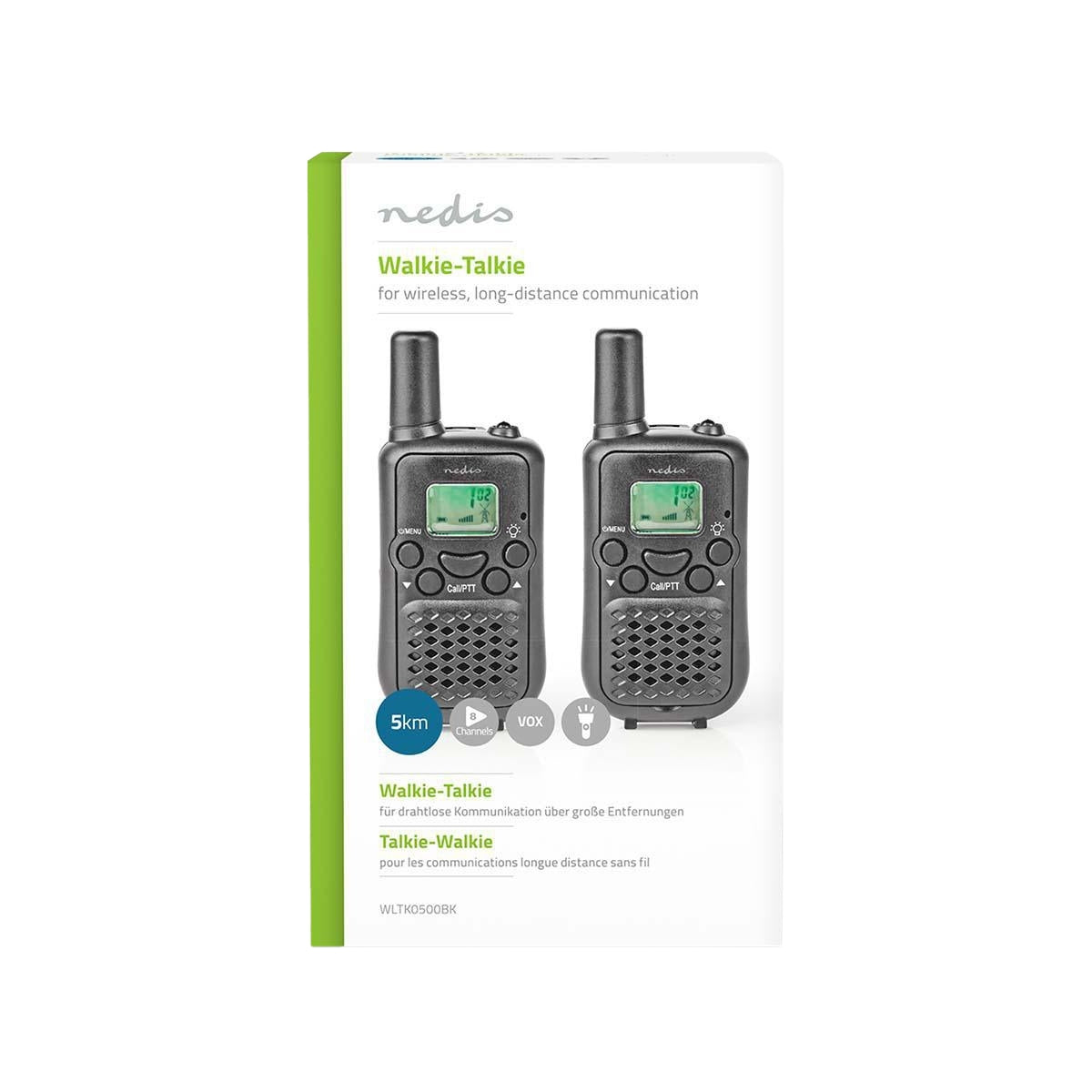 Walkie Talkie Set | 2 handsets | Up to 5 km | Frequency channels: 8 | PTT / VOX | Up to 2.5 hours | Black