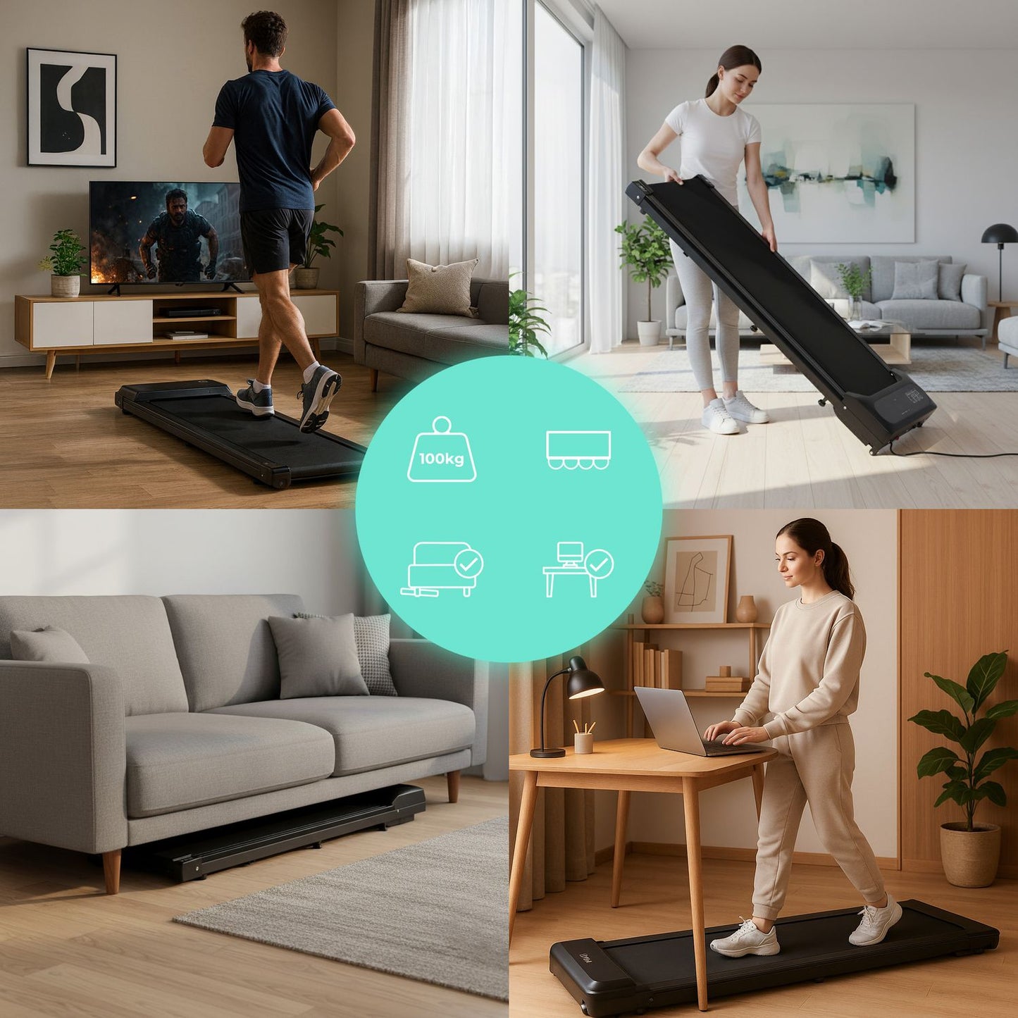 Walking Pad Treadmill – Quiet, Under Desk, 6 km/h
