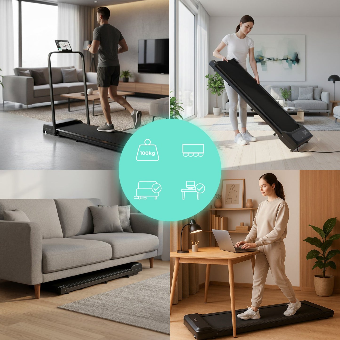Walking Pad Treadmill with Handle, 10 km/h, Under Desk