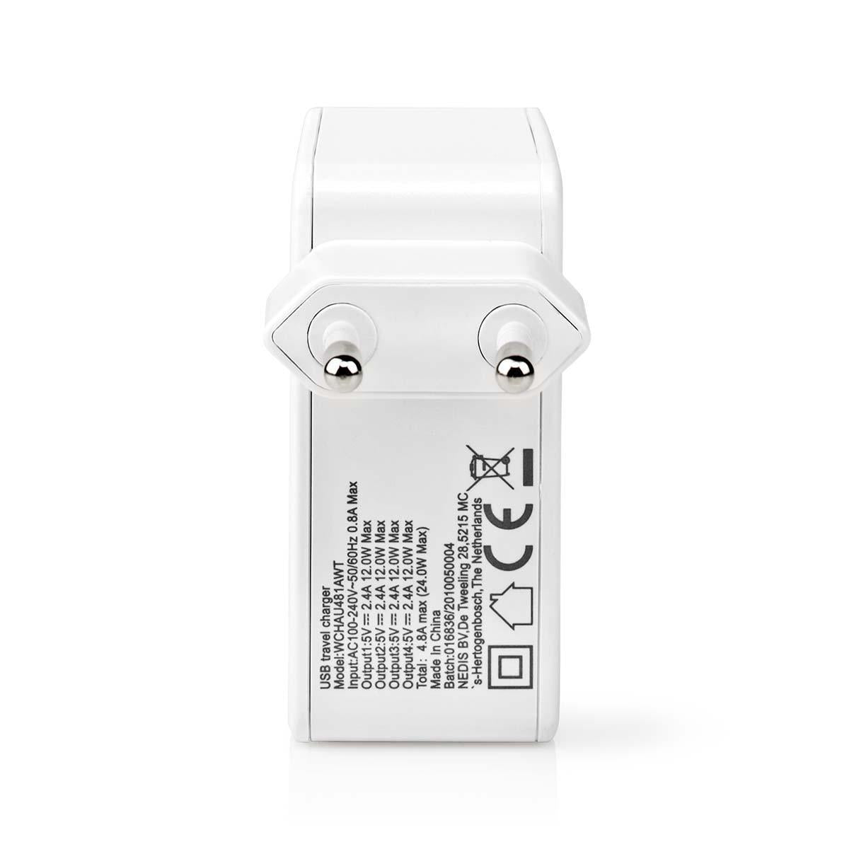 Wall Charger | 24 W| Fast charging function | 4x 2.4 A| Number of outputs: 4 | 4x USB-A | Without cable | Single Voltage Output