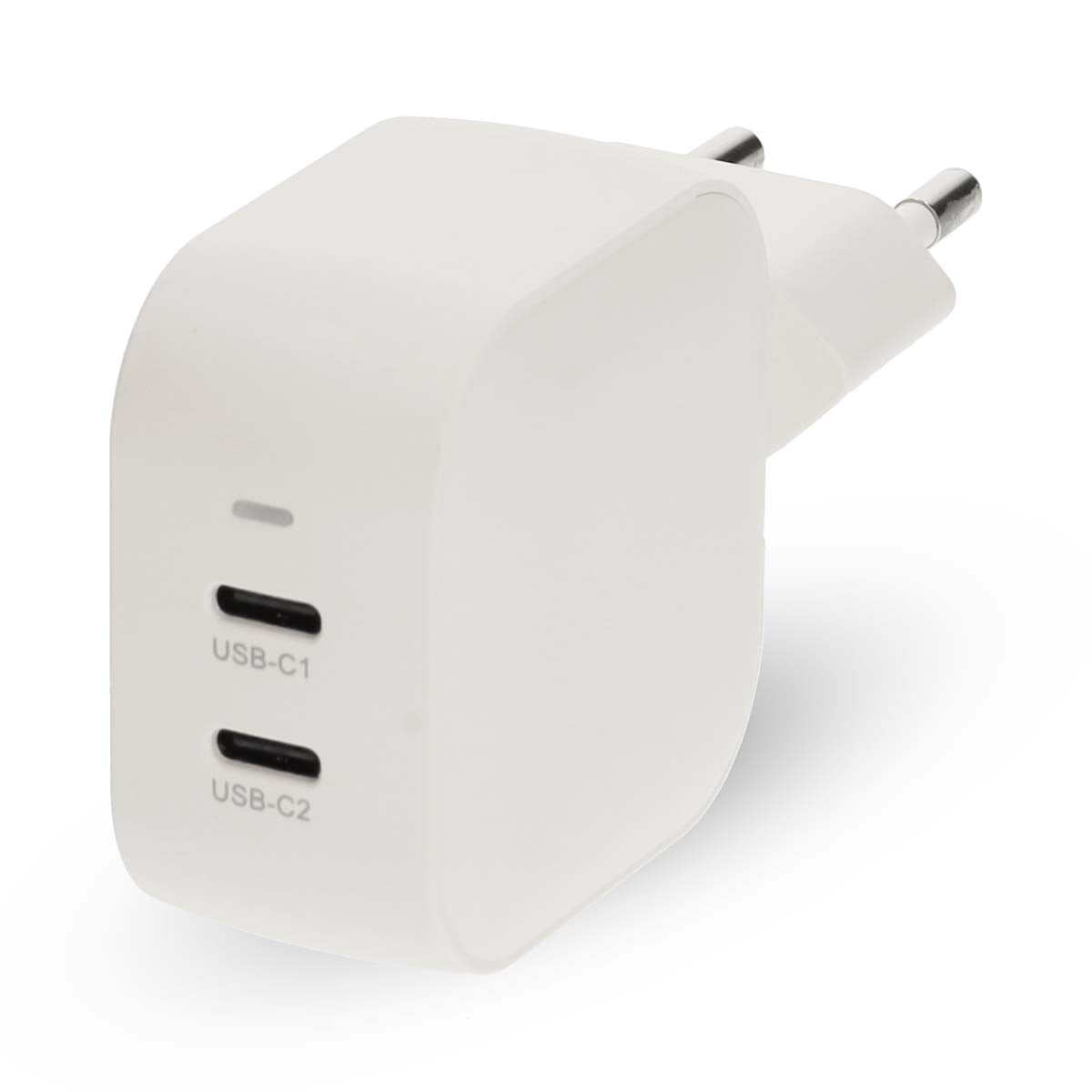 Wall Charger | 45 W | GaN | PD3.0 | Quick charge feature | 2.25 / 3.0 A | Number of outputs: 2 | 2x USB-C™ | Automatic Voltage Selection | White