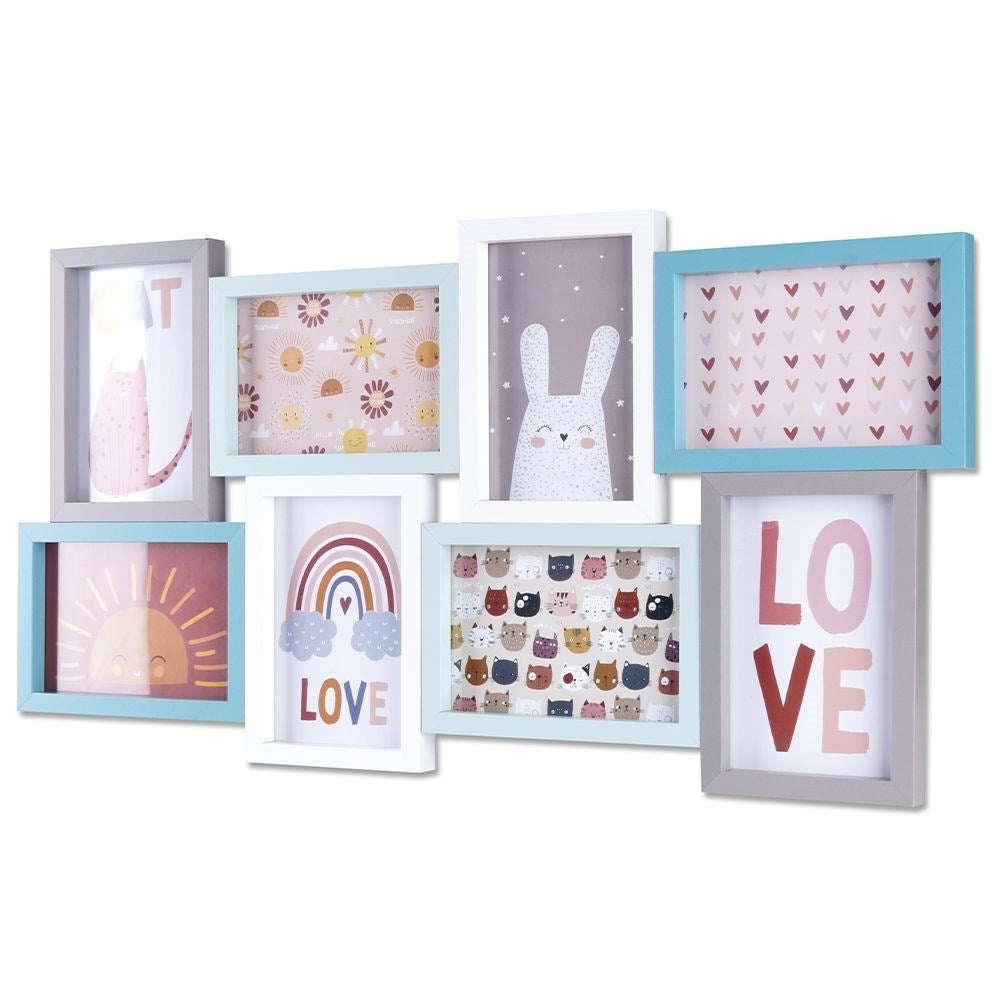 Wall Collage Frame 8 Photos in Pastel for Children's Room
