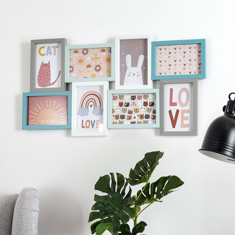 Wall Collage Frame 8 Photos in Pastel for Children's Room