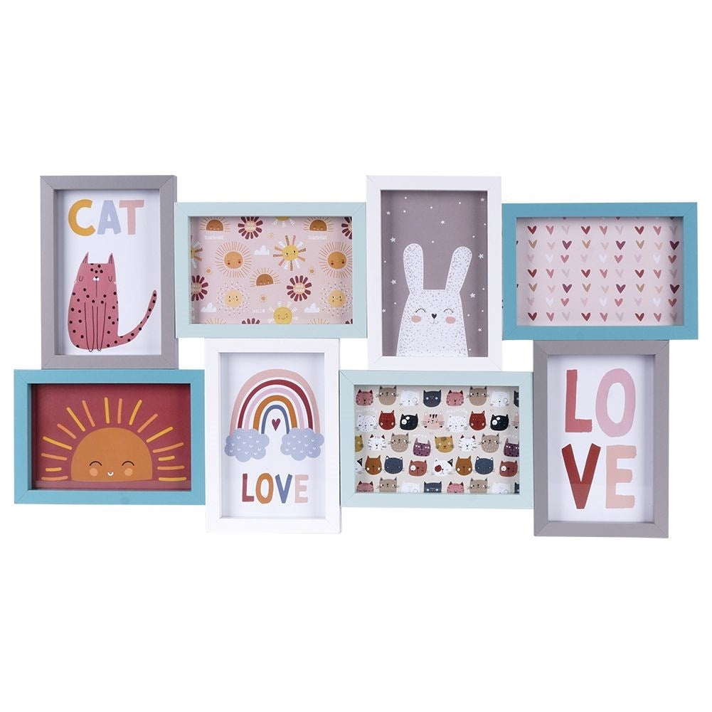 Wall Collage Frame 8 Photos in Pastel for Children's Room