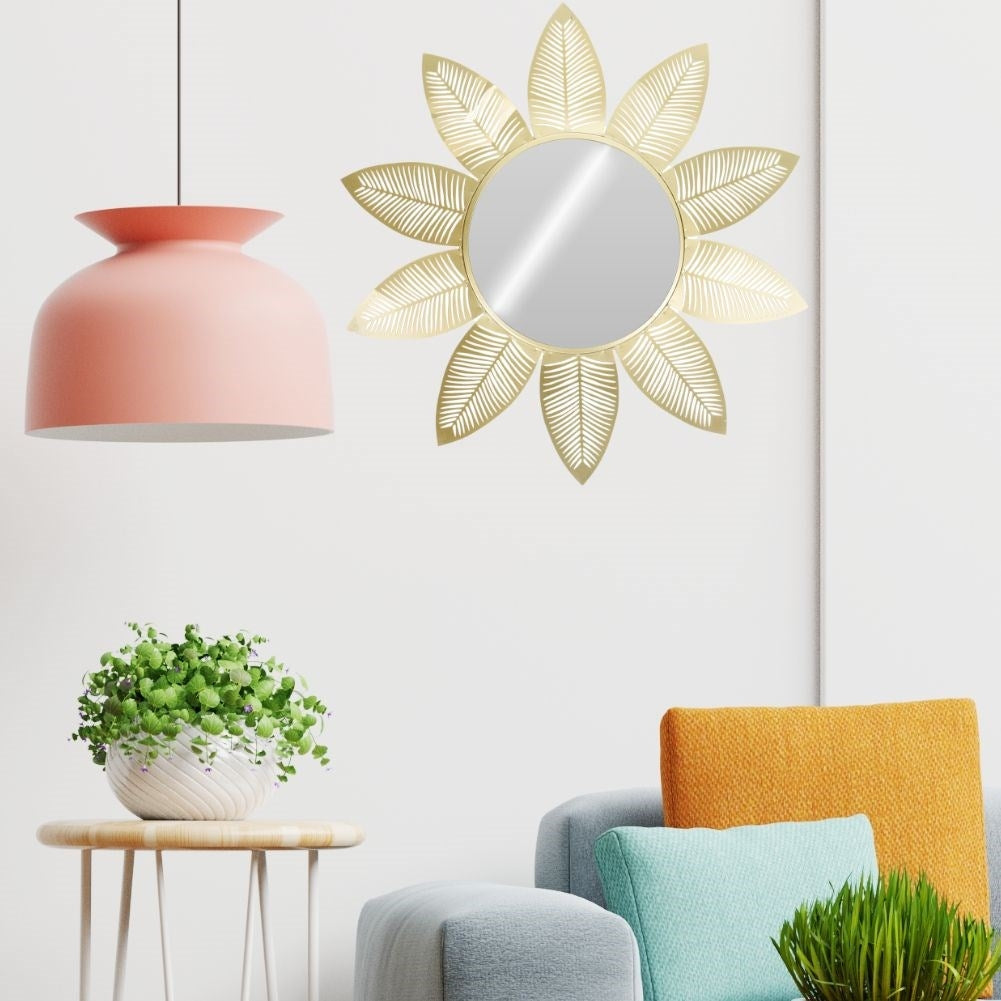 Wall Mirror with Golden Metal Frame for Elegant Interior