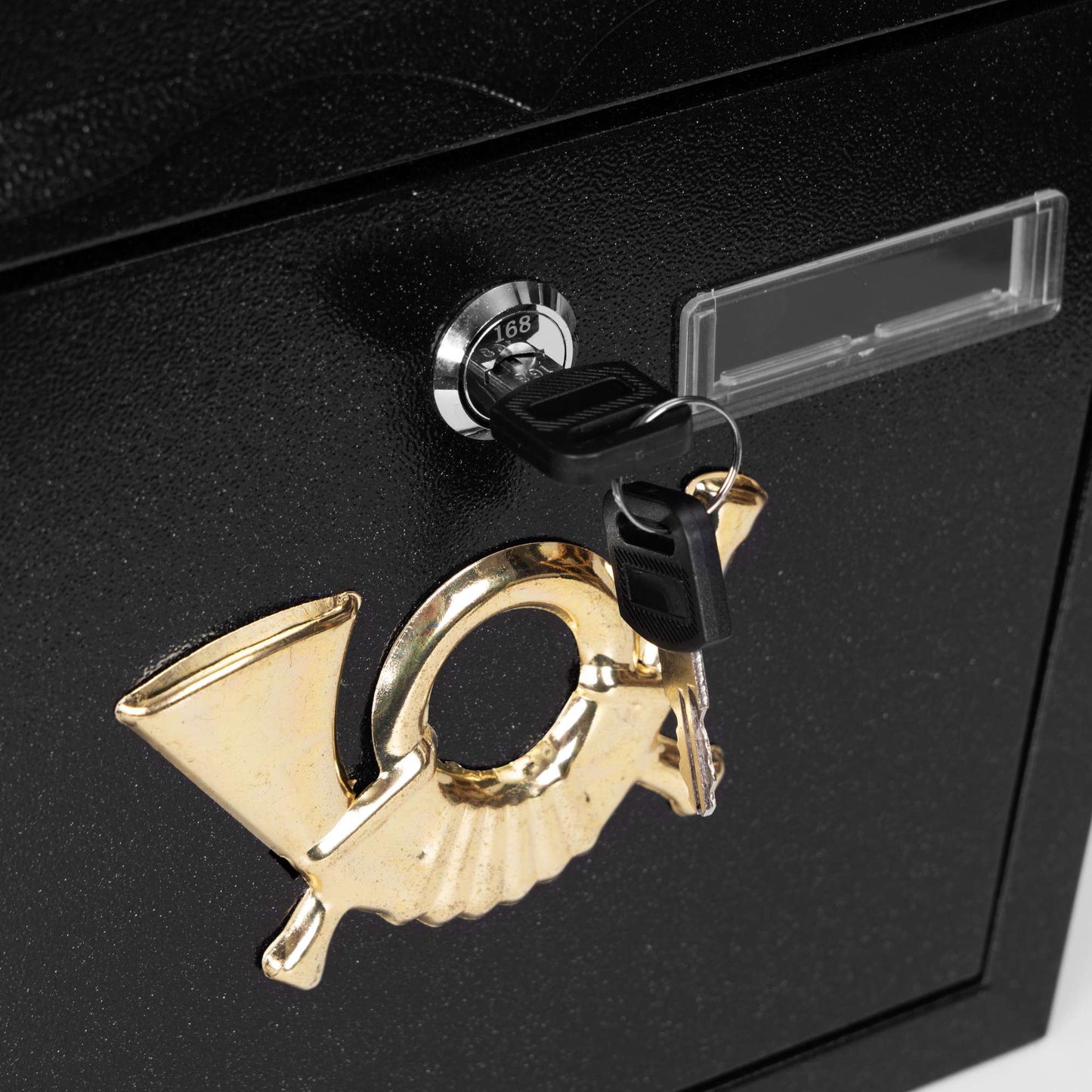 Wall-Mounted Black Steel Mailbox with Lock & Keys