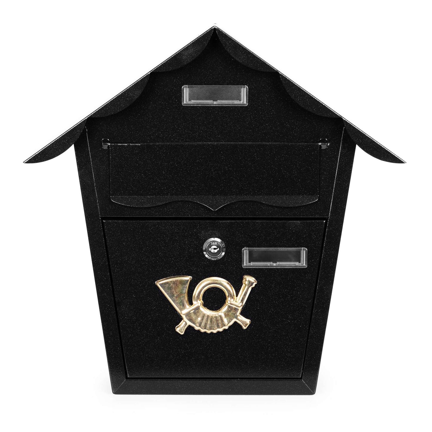 Wall-Mounted Black Steel Mailbox with Lock & Keys