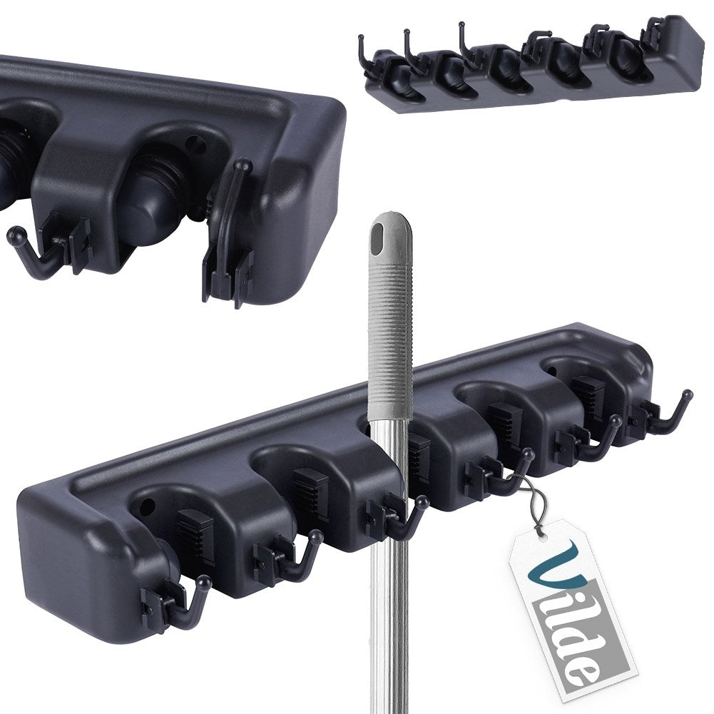 Wall Mounted Hanger with 5 Automatic Clamps and 6 Hooks