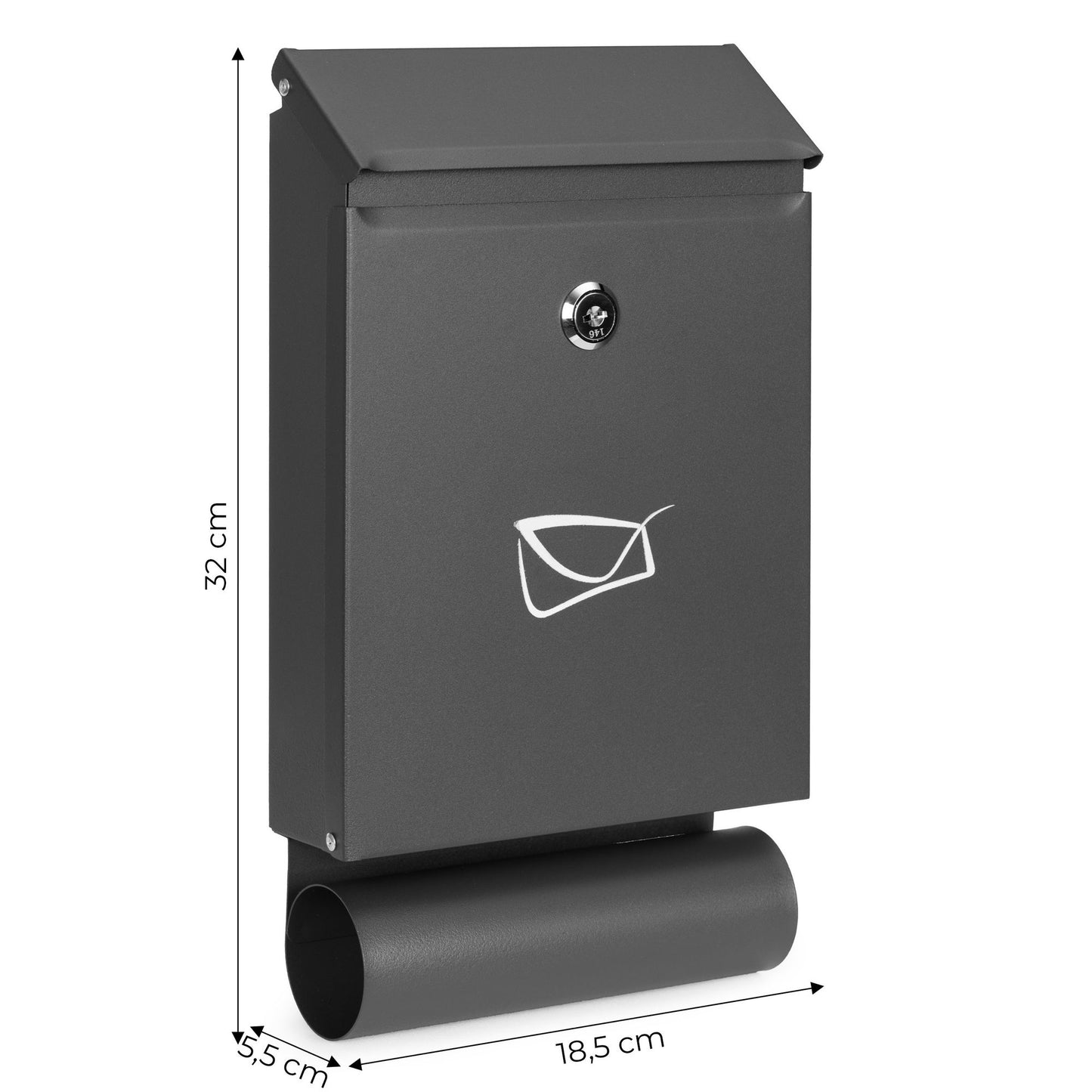 Wall-Mounted Mailbox with Newspaper Holder, Galvanized Steel