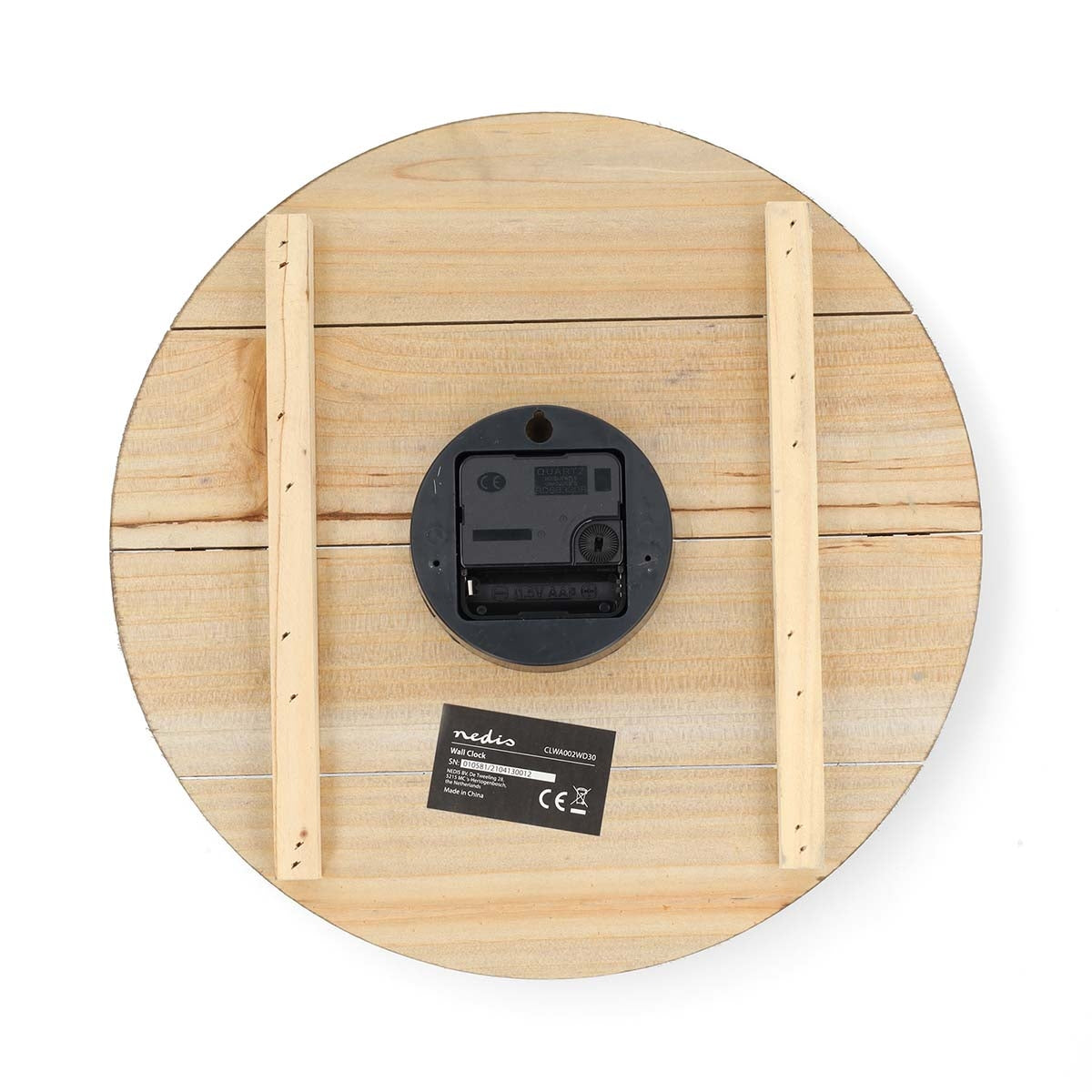 Wall clock | Diameter: 300 mm | Wooden | Beige / Brown