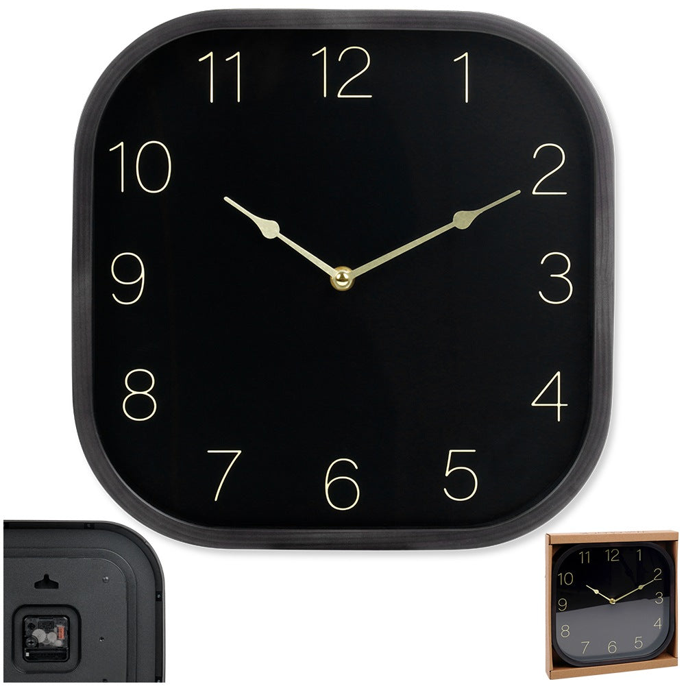 Wall clock black gold 30 cm