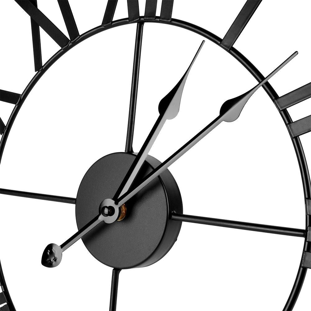 Wall clock in black metal with Roman numerals for loft