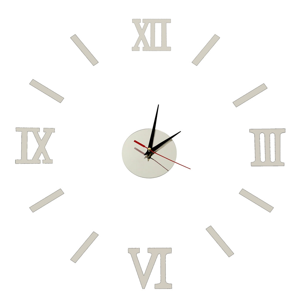 Wall clock silver Roman numerals