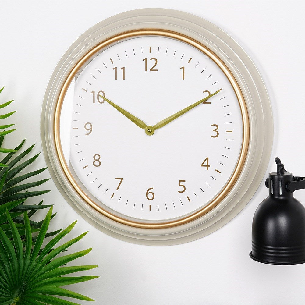 Wall clock white gold 50 cm