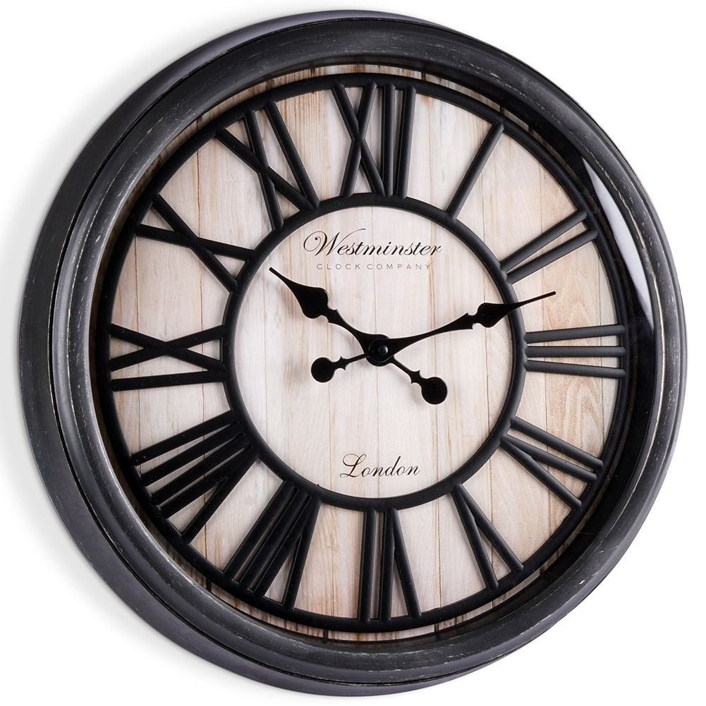 Wall clock with Black Frame and Roman Numerals