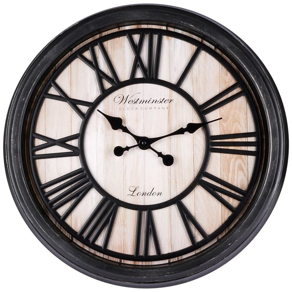 Wall clock with Black Frame and Roman Numerals