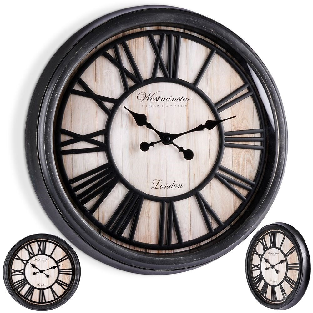 Wall clock with Black Frame and Roman Numerals