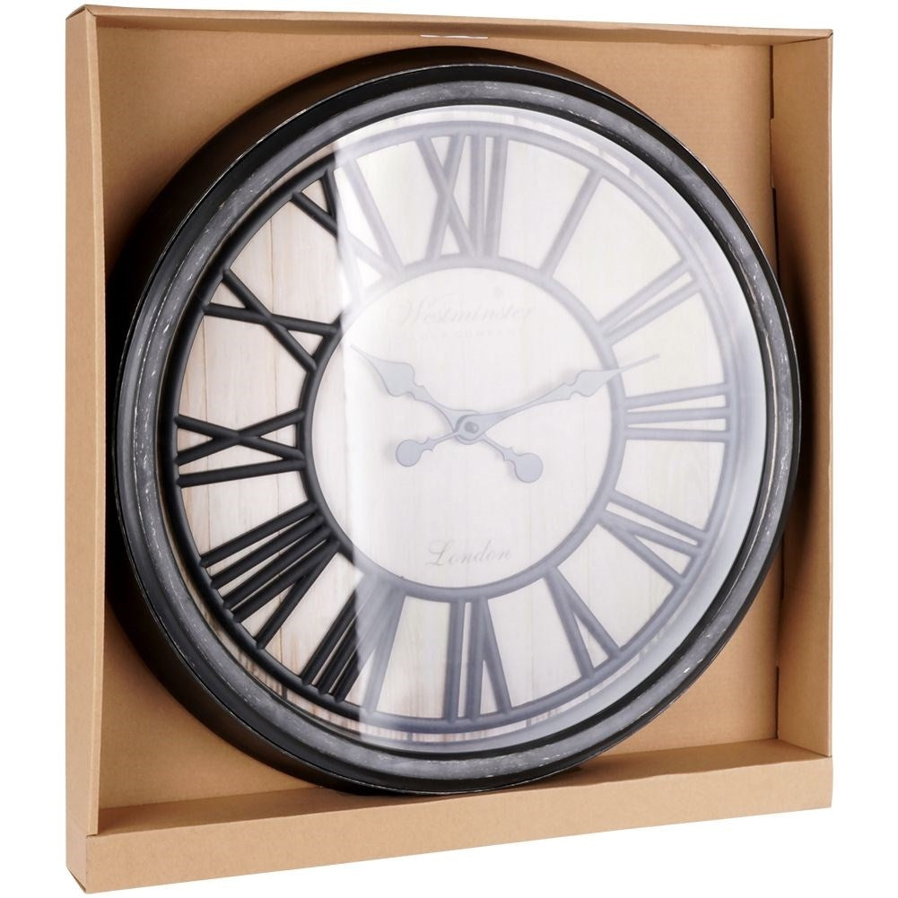 Wall clock with Black Frame and Roman Numerals