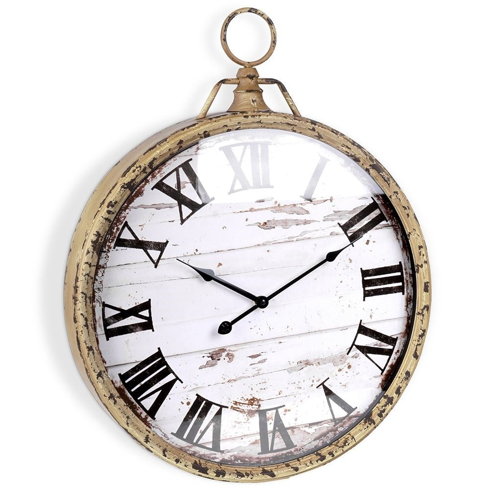 Wall clock with Rustic Wooden Design and Roman Numerals