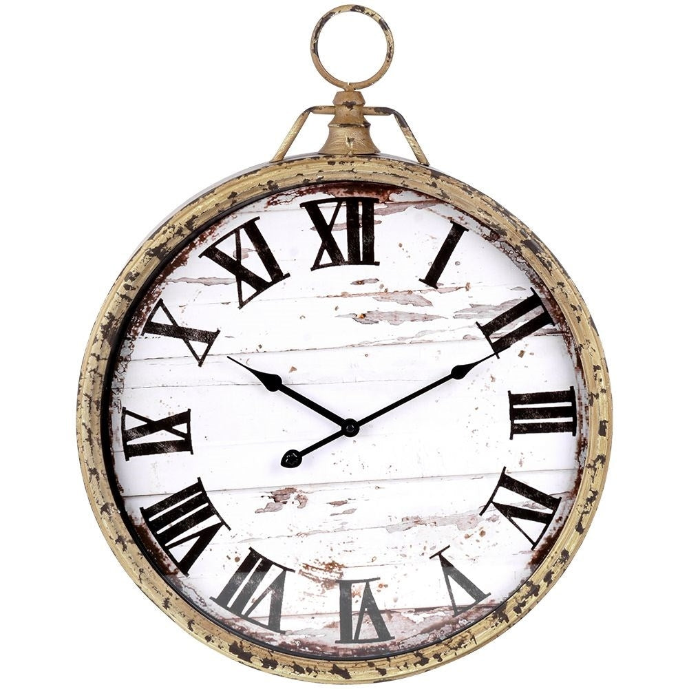 Wall clock with Rustic Wooden Design and Roman Numerals