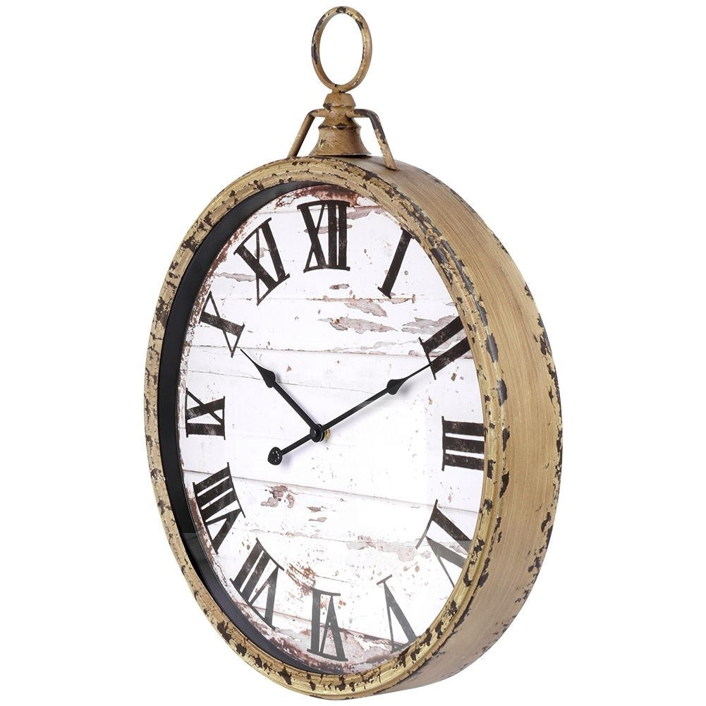 Wall clock with Rustic Wooden Design and Roman Numerals
