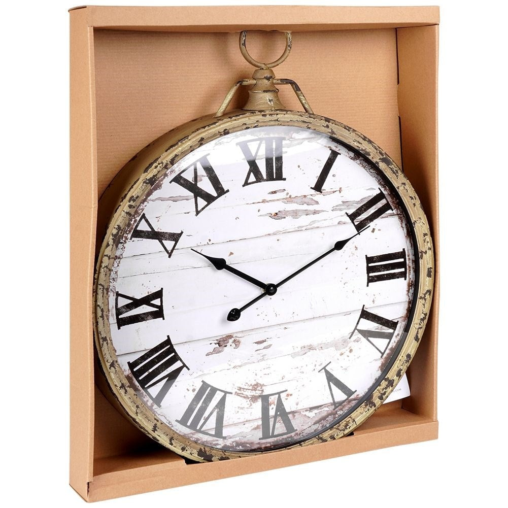 Wall clock with Rustic Wooden Design and Roman Numerals