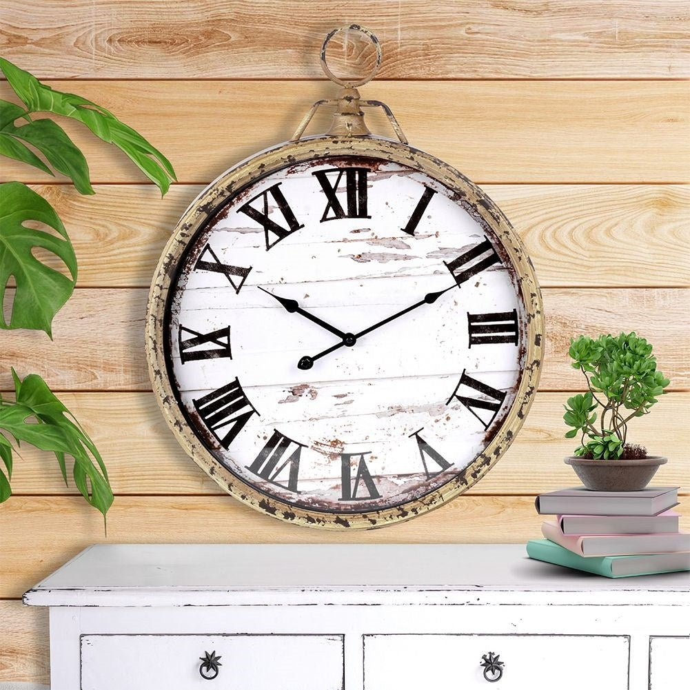 Wall clock with Rustic Wooden Design and Roman Numerals
