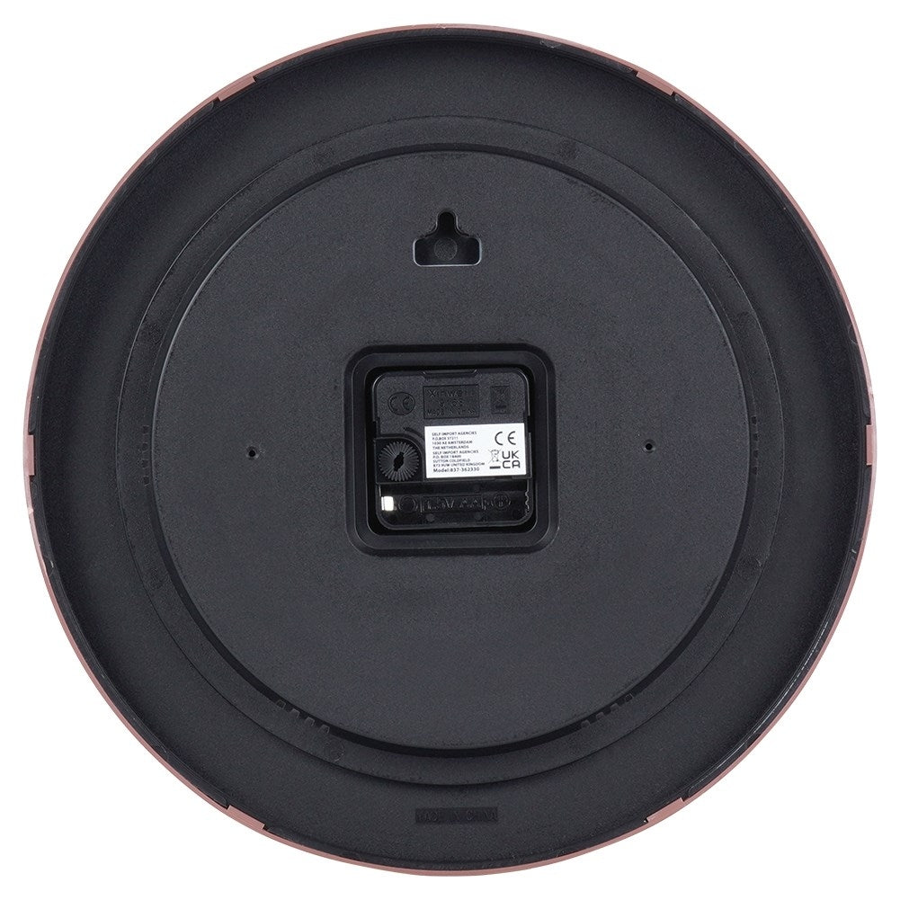 Wall clock with wooden finish and black numbers