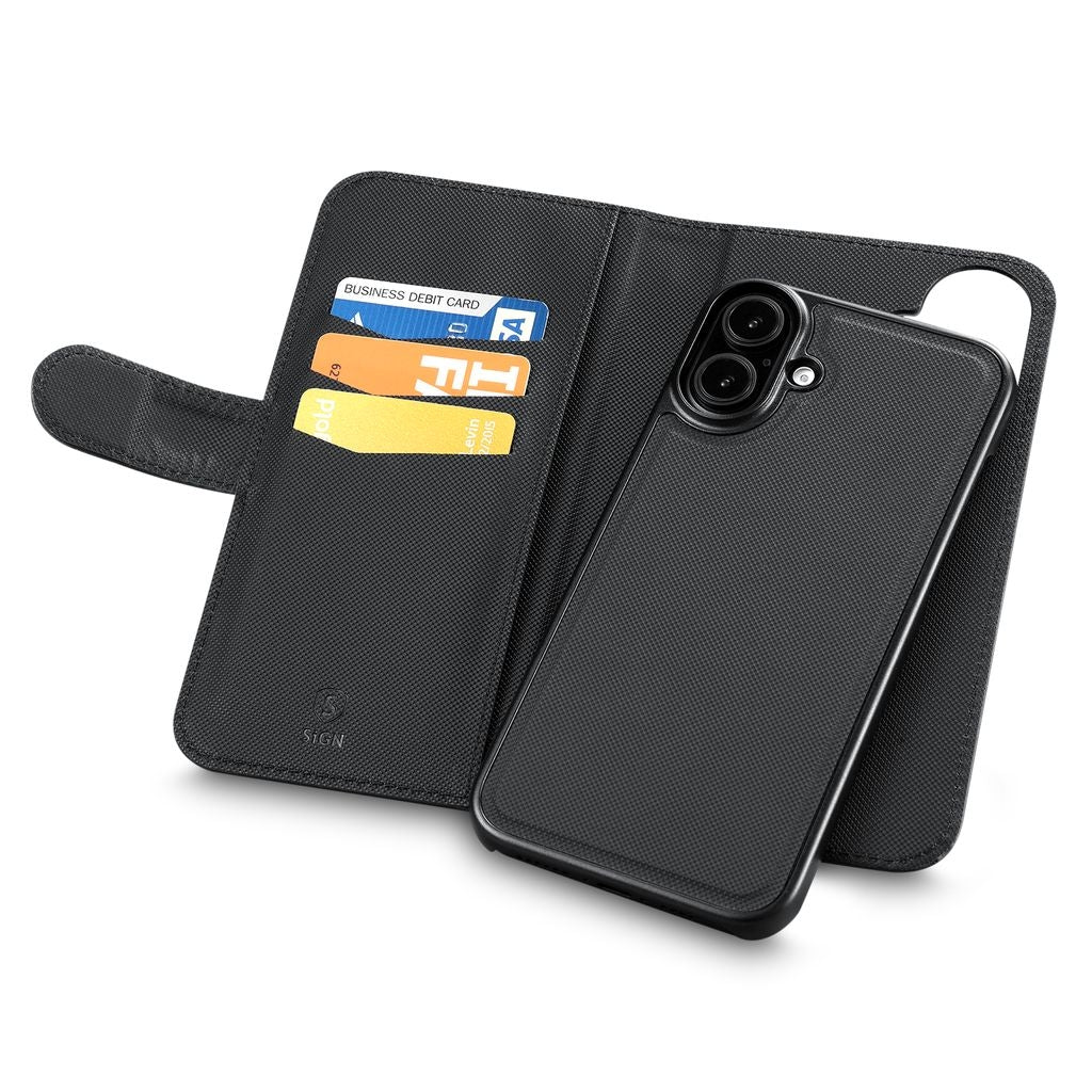 Wallet case 2-in-1 for iPhone 16 Plus - Black
