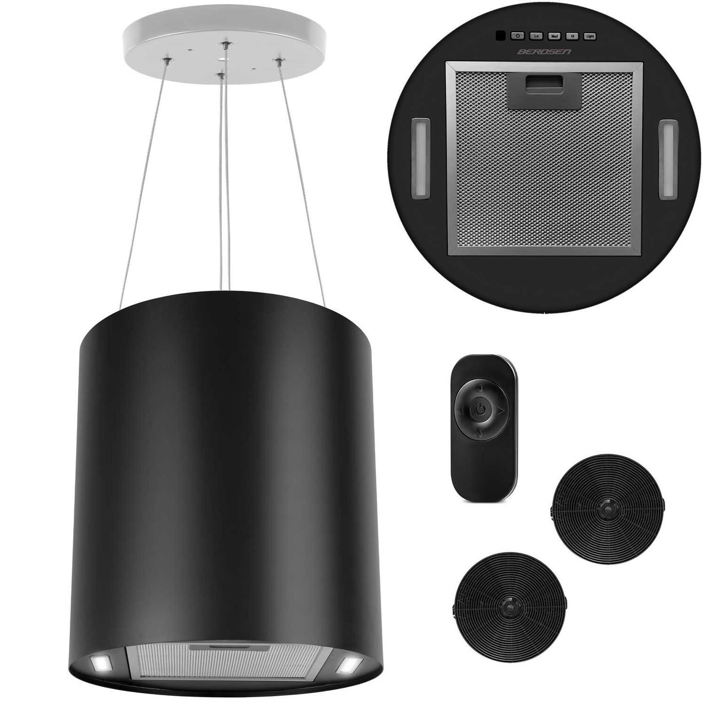 Ceiling-hung kitchen hood 35 cm black BT-227