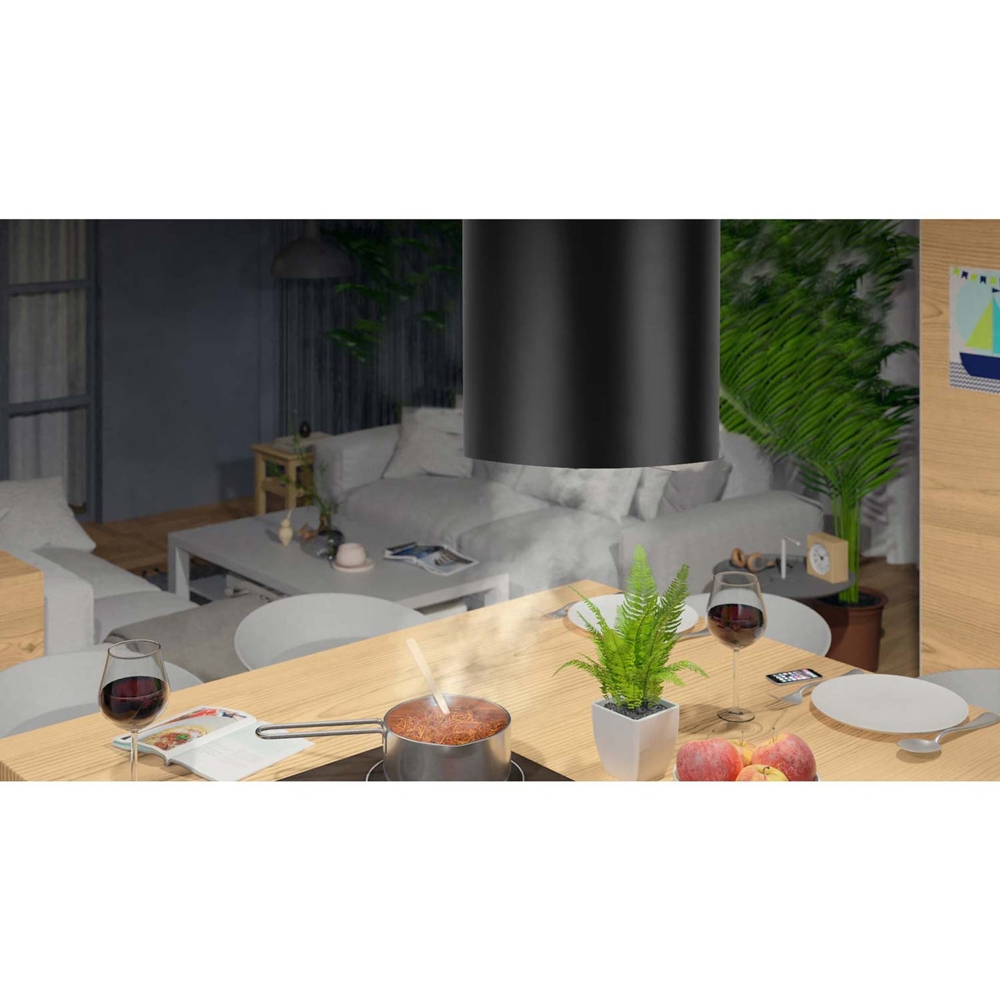 Ceiling-hung kitchen hood 35 cm black BT-227