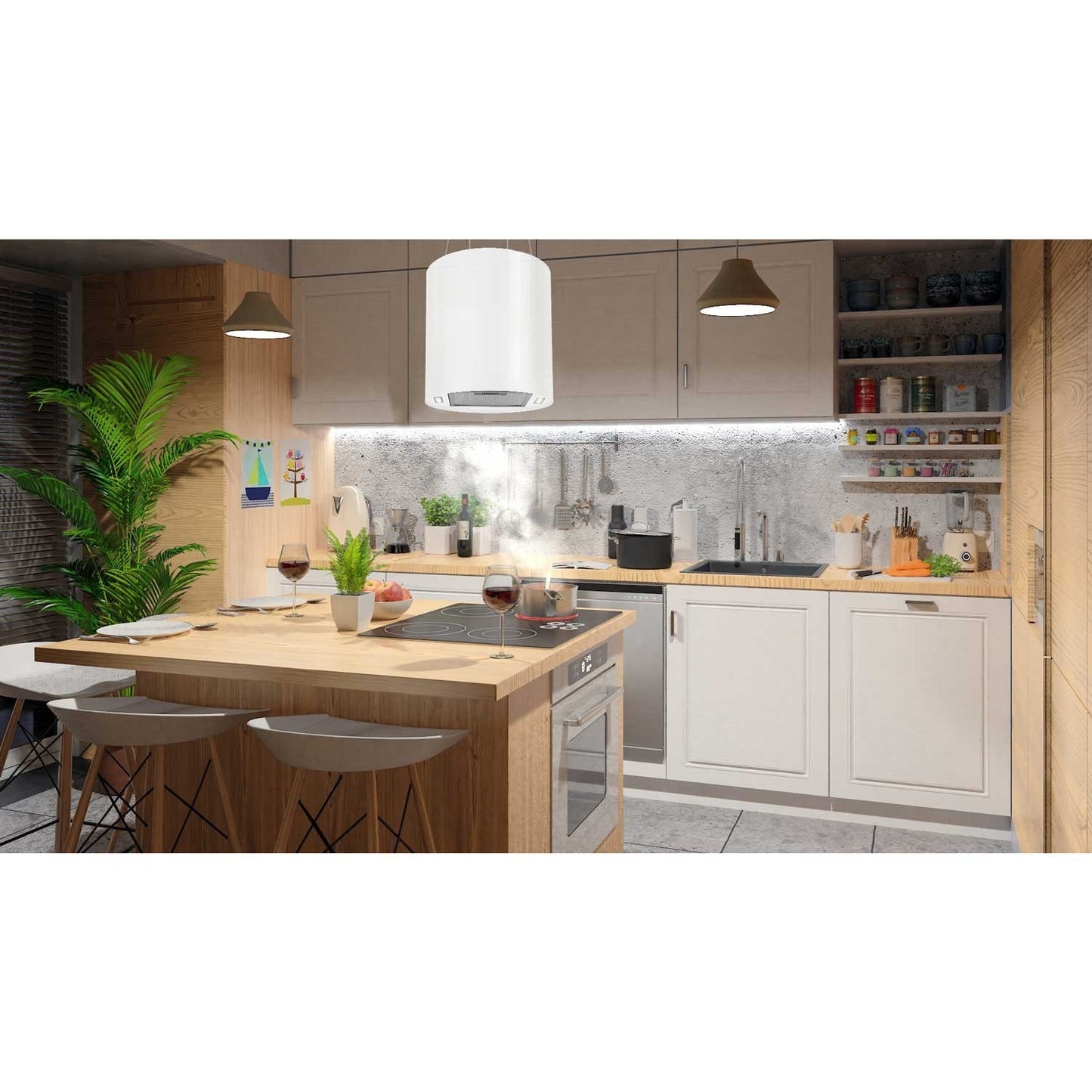 Wall-hung kitchen hood 35cm white BT-228