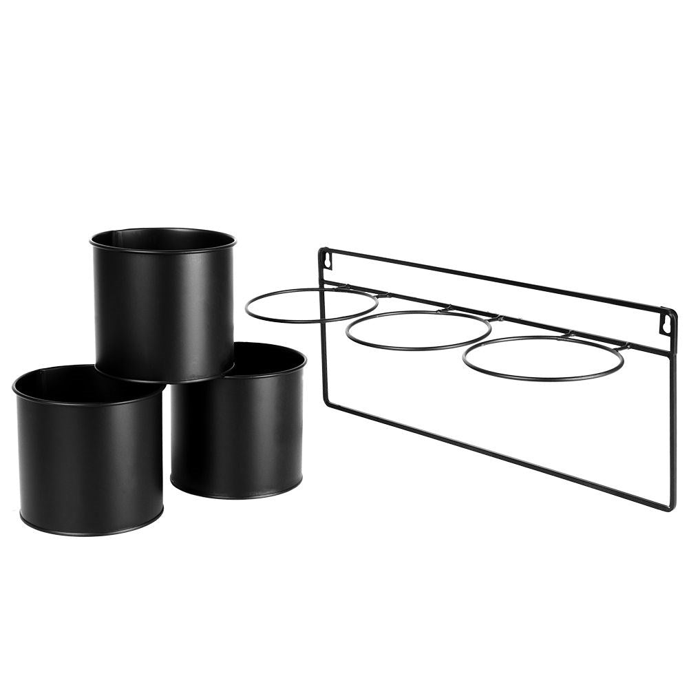 Wall-mounted Flower Shelf in Matt Black for Three Plants