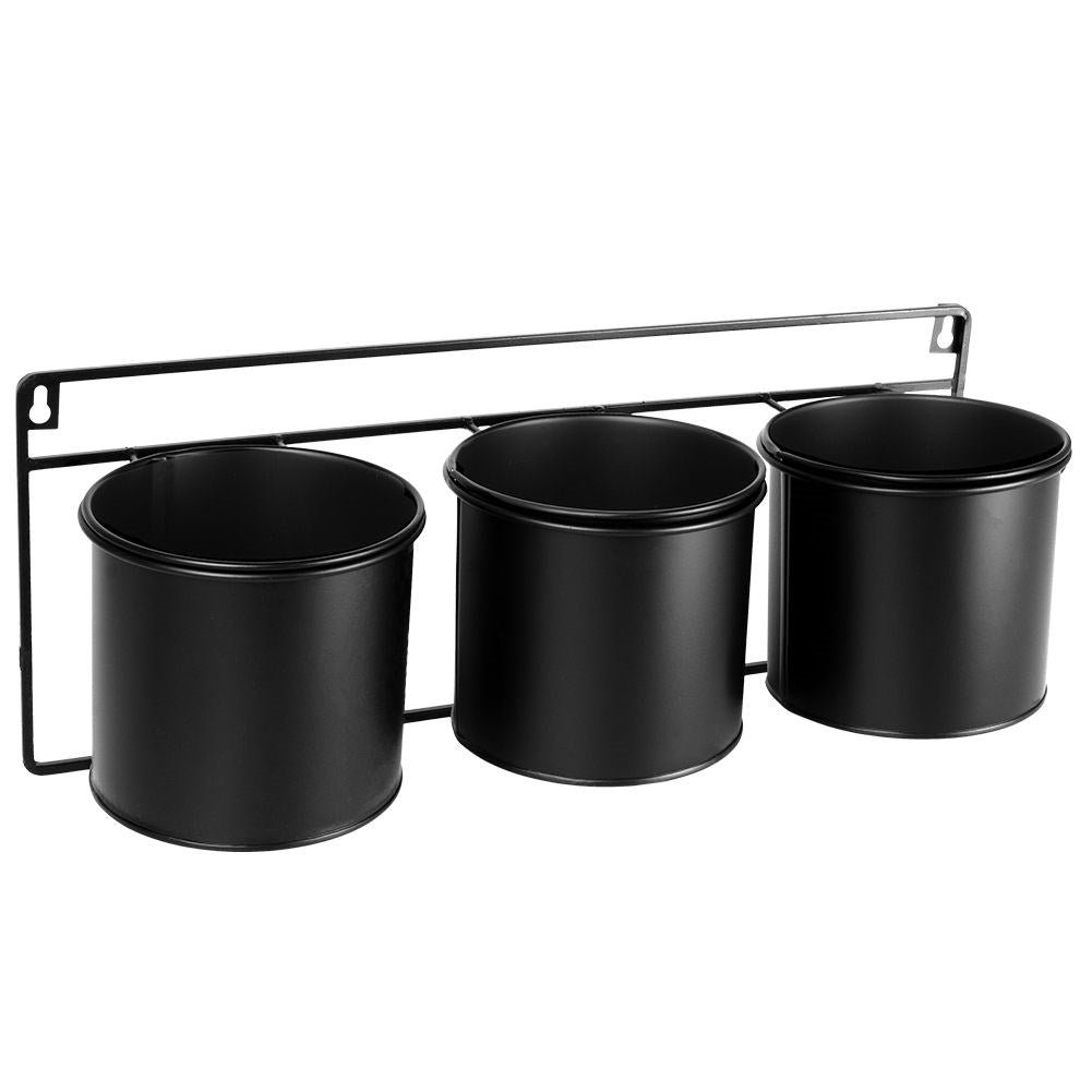 Wall-mounted Flower Shelf in Matt Black for Three Plants