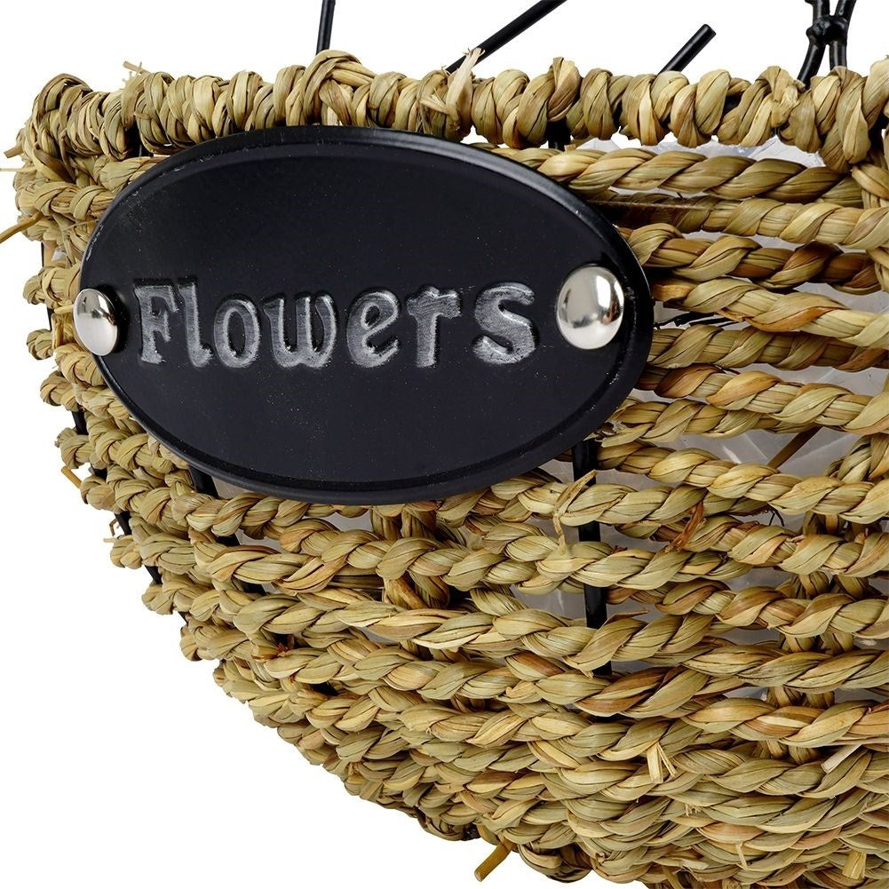Wall-mounted Hanging Pot in Metal and Water Hyacinth